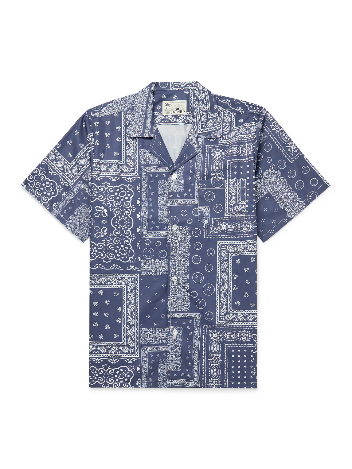 Camp-Collar Bandana-Print Cotton-Sateen Shirt