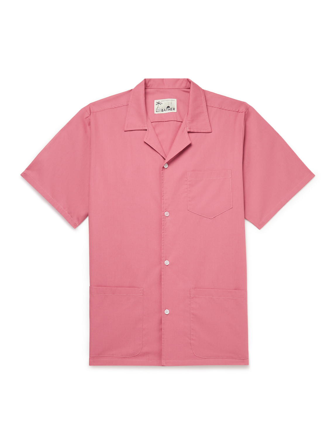 Bather Traveler Camp-collar Cotton-blend Poplin Shirt In Pink