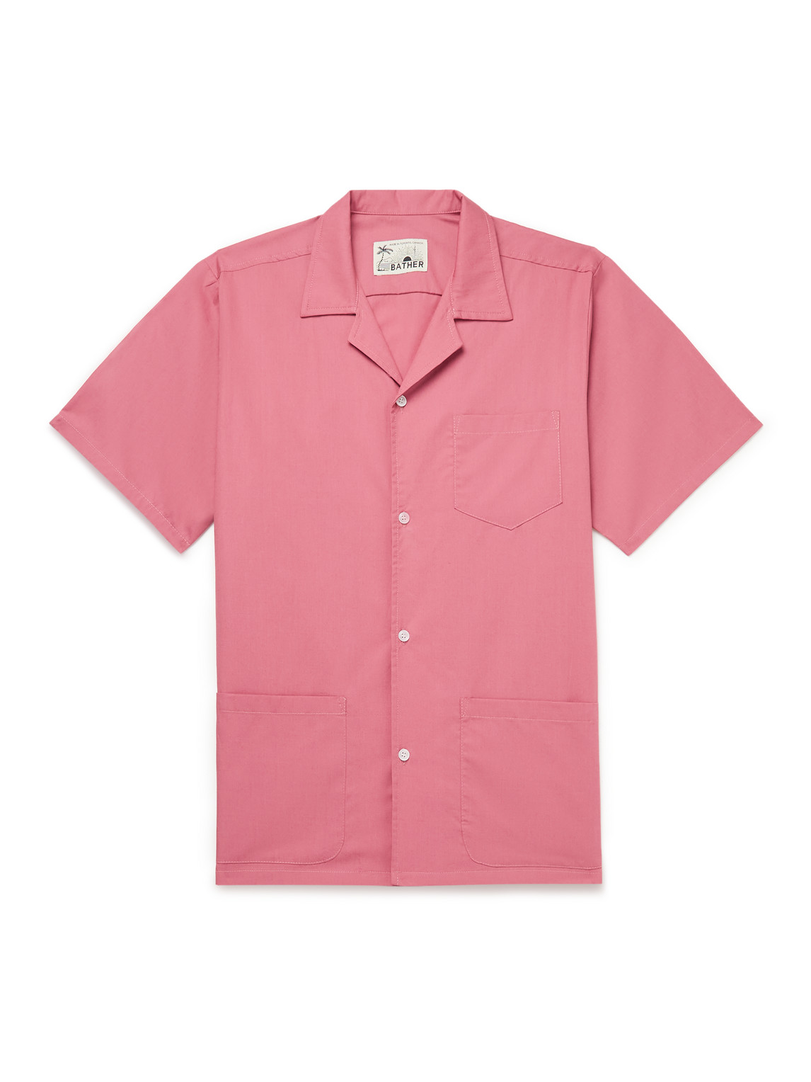 BATHER TRAVELER CAMP-COLLAR COTTON-BLEND POPLIN SHIRT