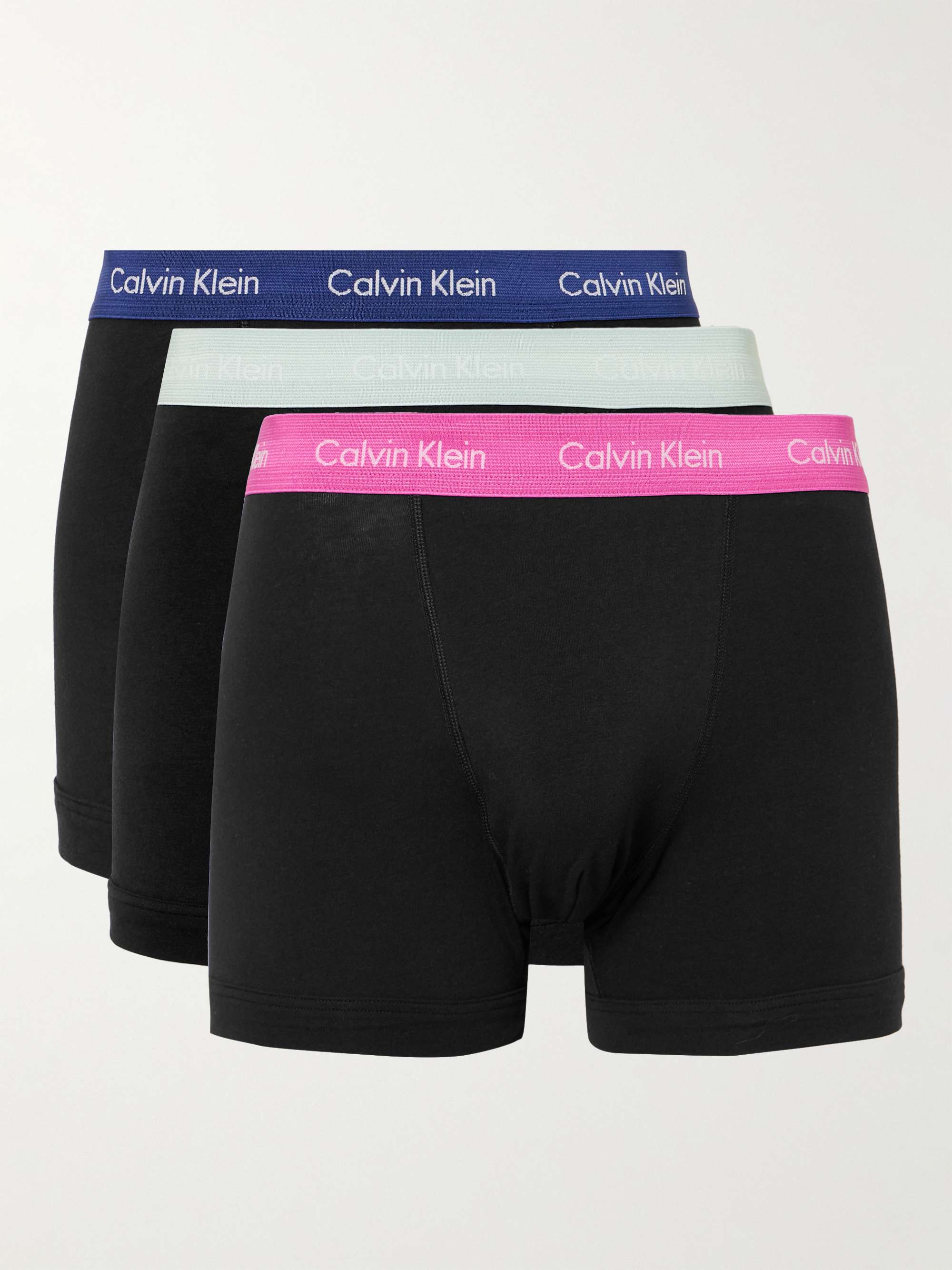 CALVIN KLEIN UNDERWEAR Three-Pack Stretch-Cotton Boxer Briefs for Men ...