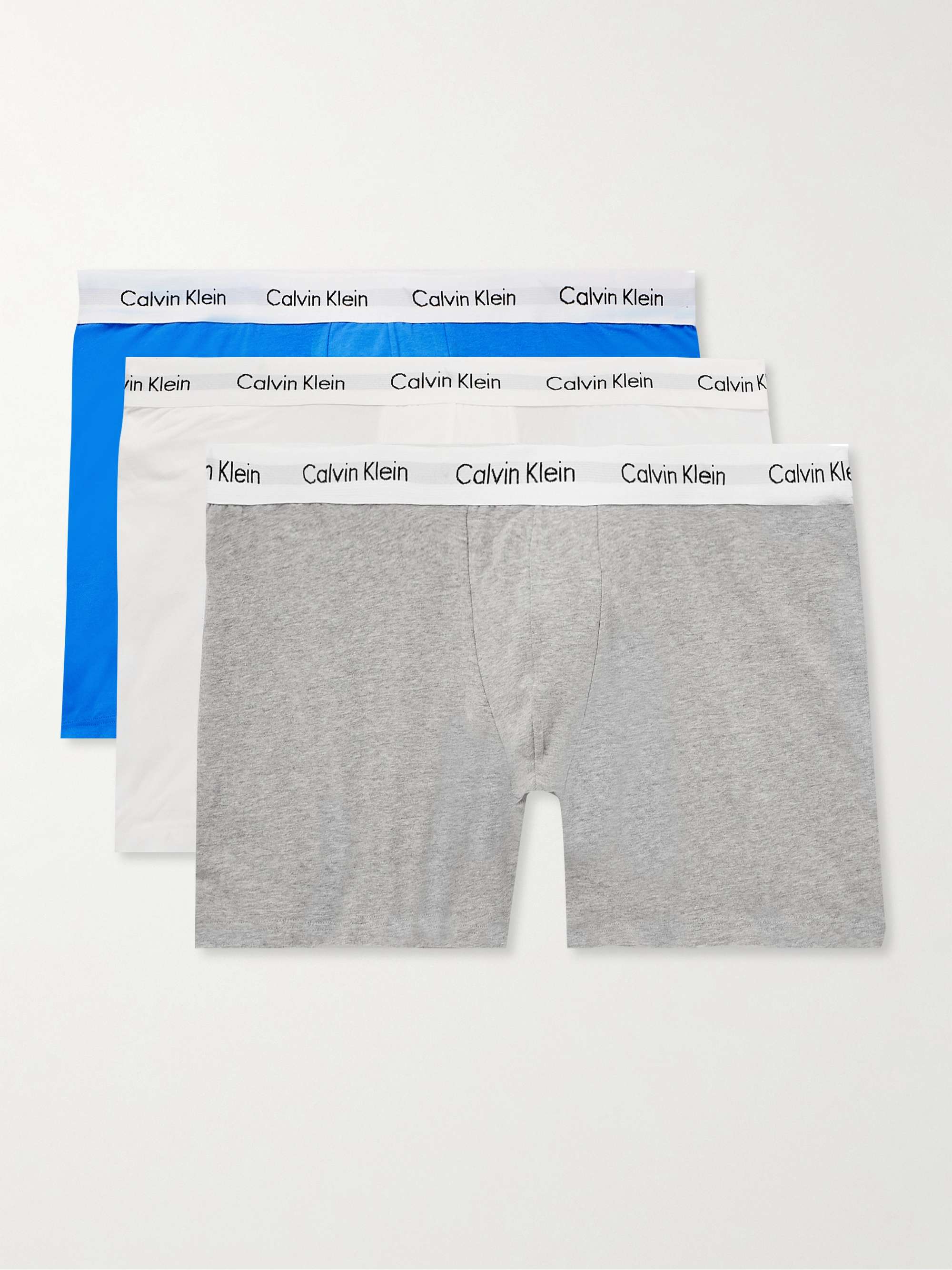 CALVIN KLEIN UNDERWEAR Three-Pack Stretch-Cotton Boxer Briefs for