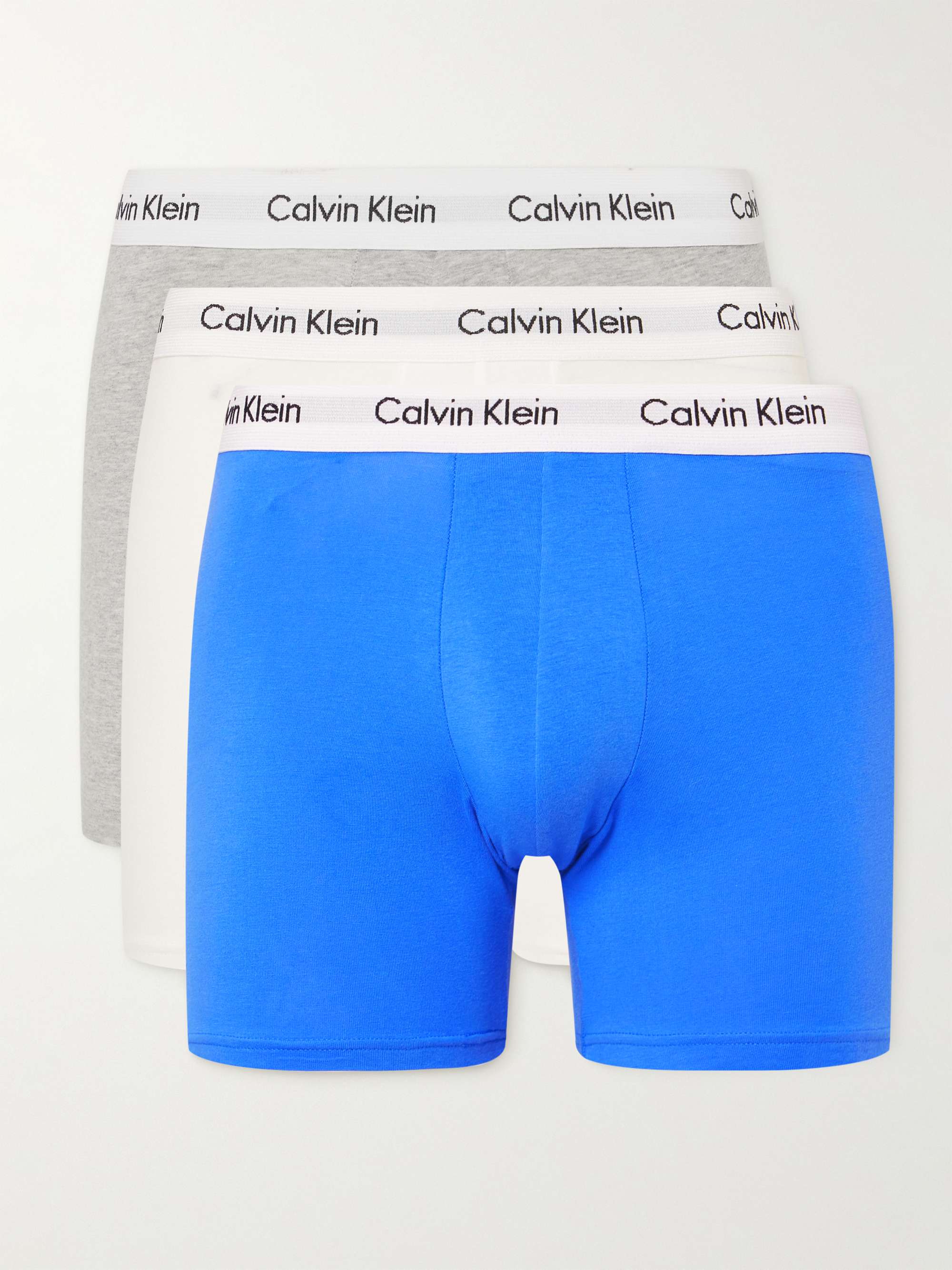 CALVIN KLEIN UNDERWEAR Three-Pack Stretch-Cotton Boxer Briefs for Men