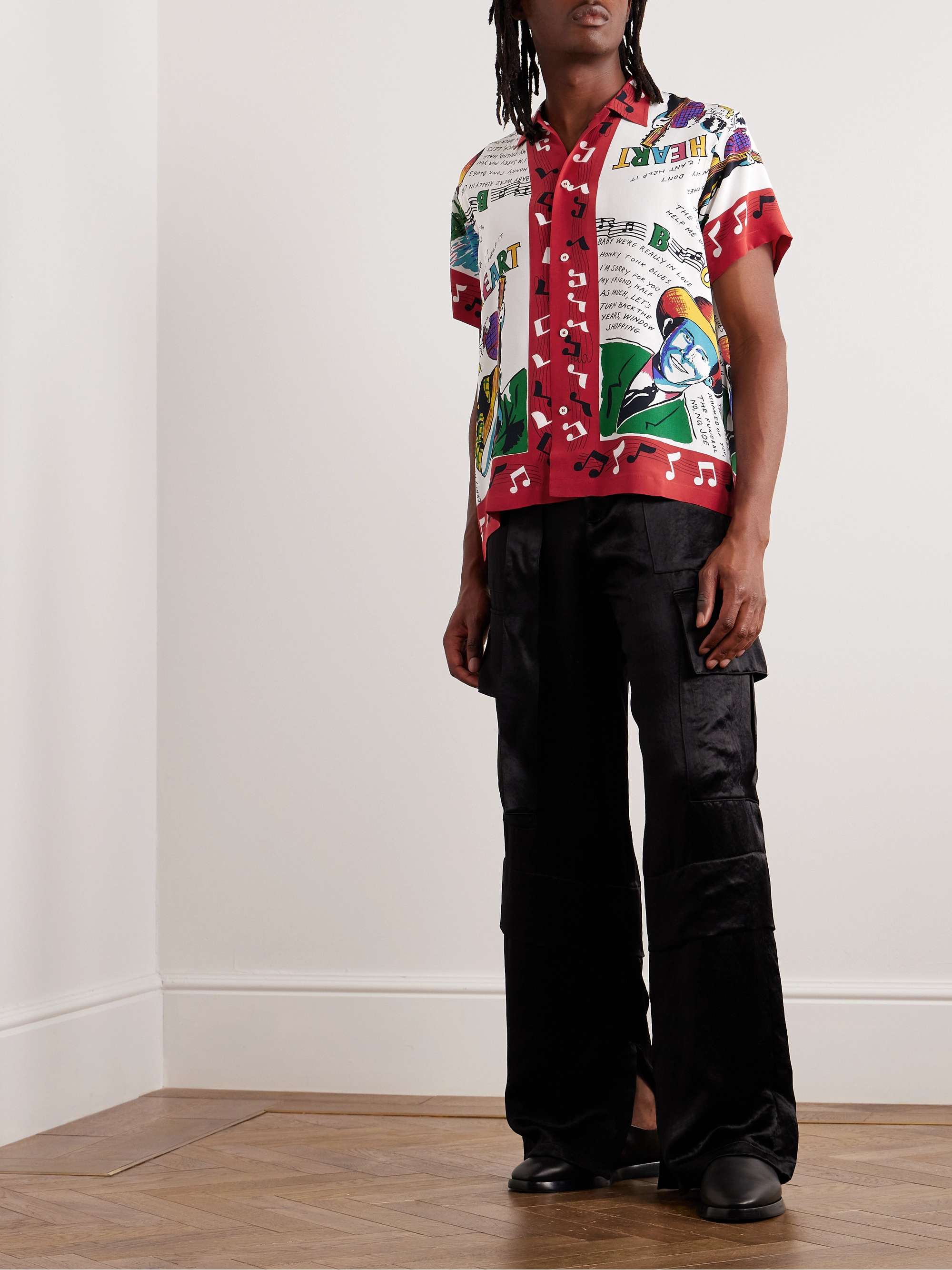 BODE Honky-Tonk Convertible-Collar Printed Silk Shirt for Men | MR PORTER