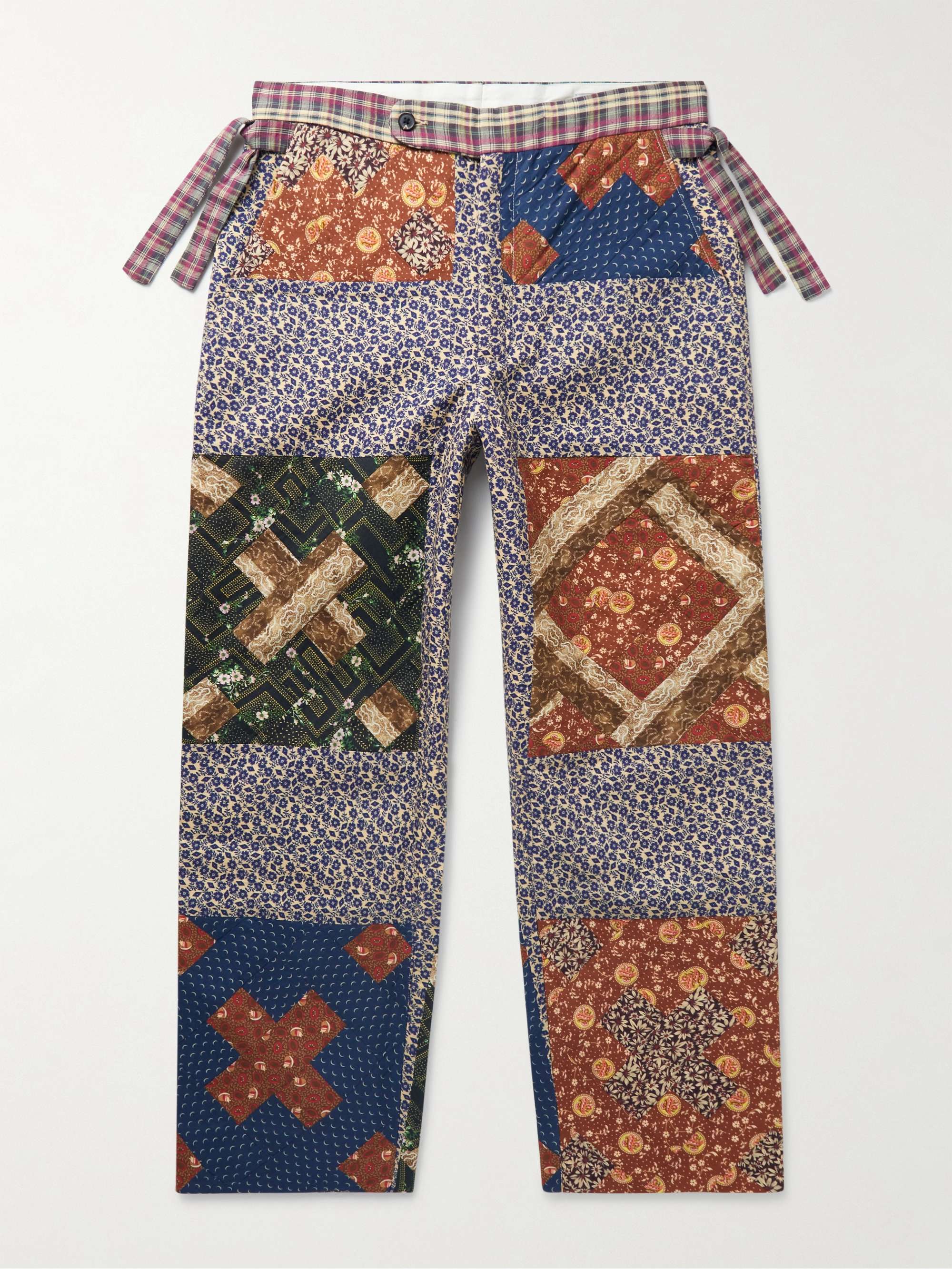 BODE Straight-Leg Patchwork Cotton Trousers