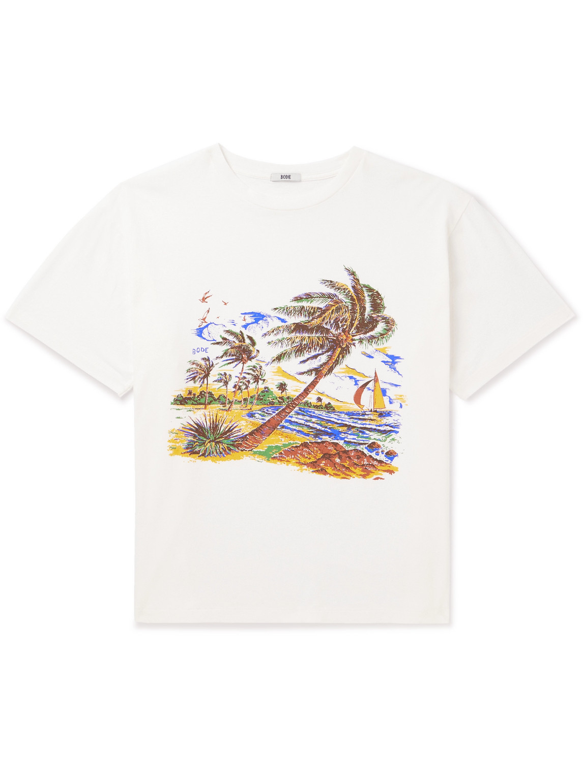 Bode White Island T-shirt In Neutrals