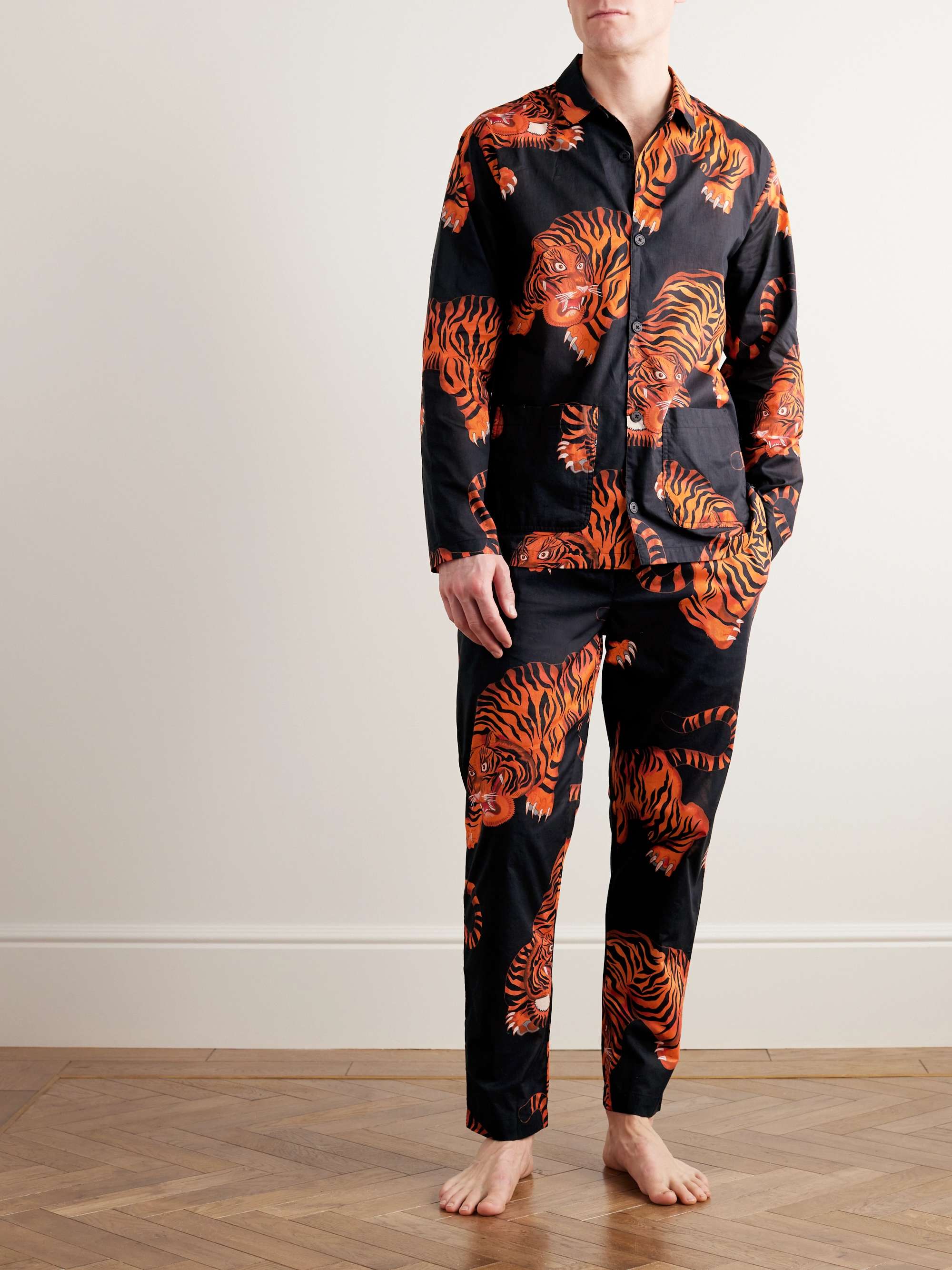 DESMOND & DEMPSEY Rayas Printed Cotton Pyjama Set