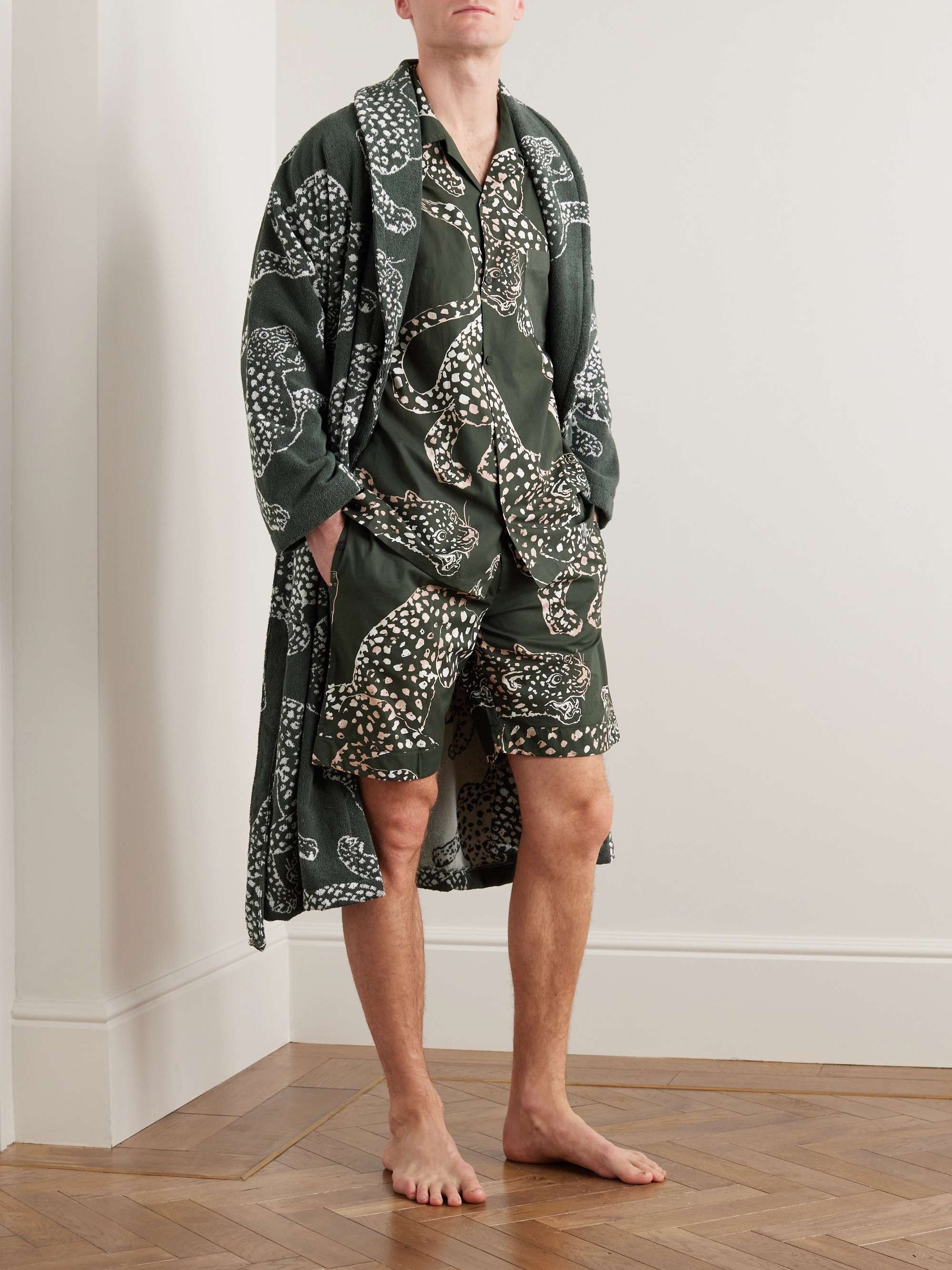 DESMOND & DEMPSEY Cotton-Terry Jacquard Robe