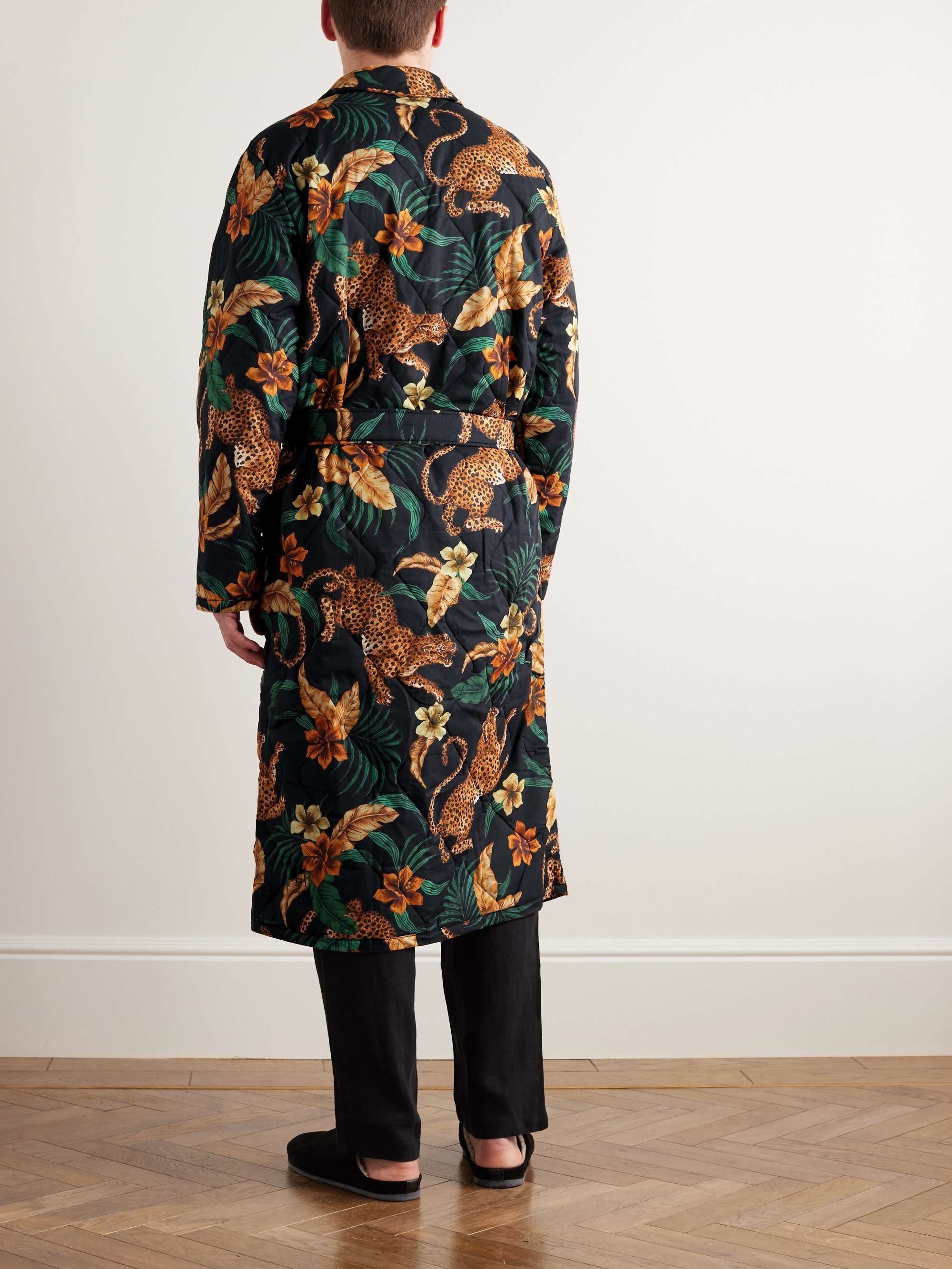 DESMOND & DEMPSEY Quilted Printed Cotton Robe
