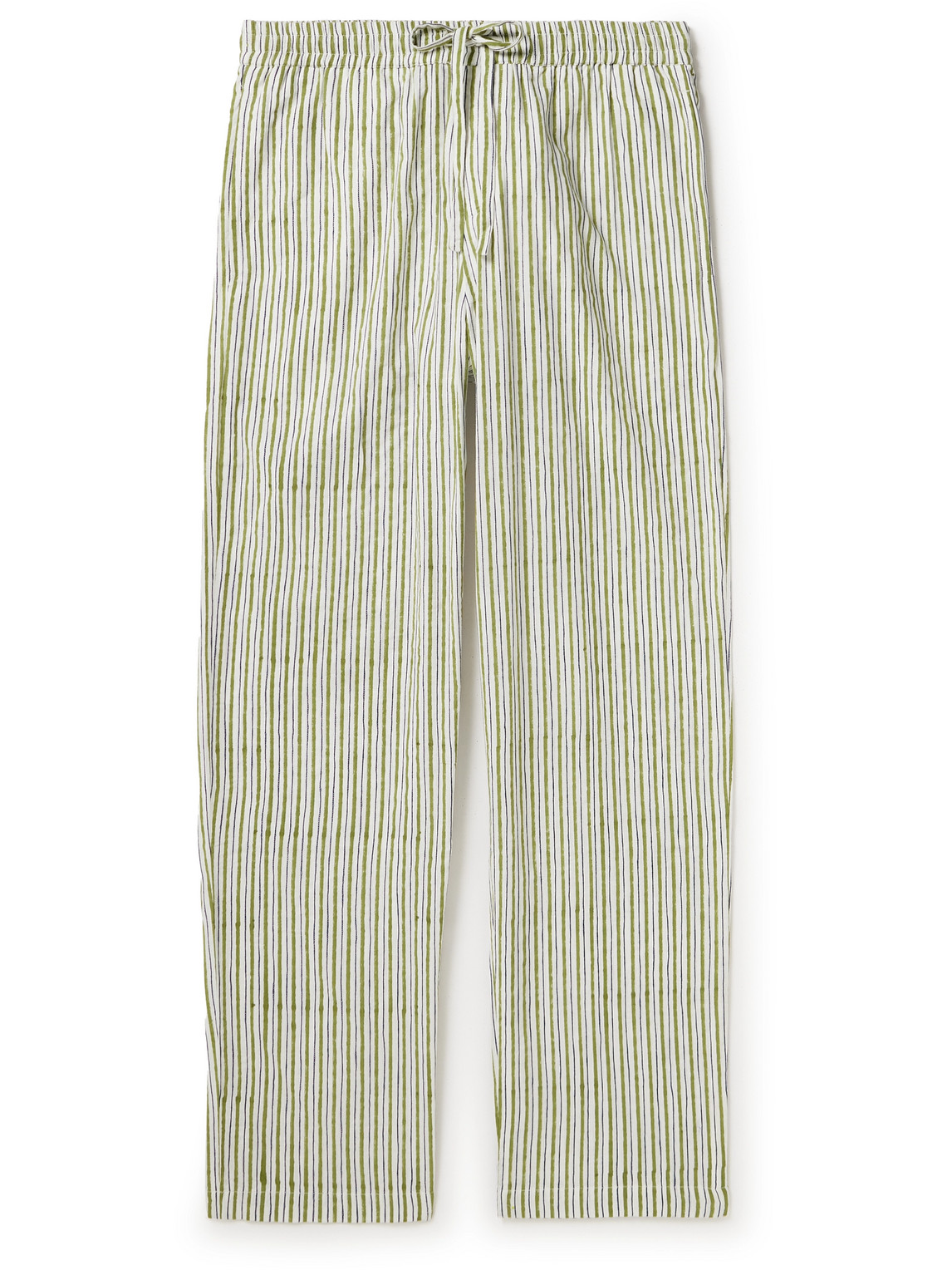 SMR Days Malibu Straight-Leg Embroidered Striped Cotton Drawstring Trousers