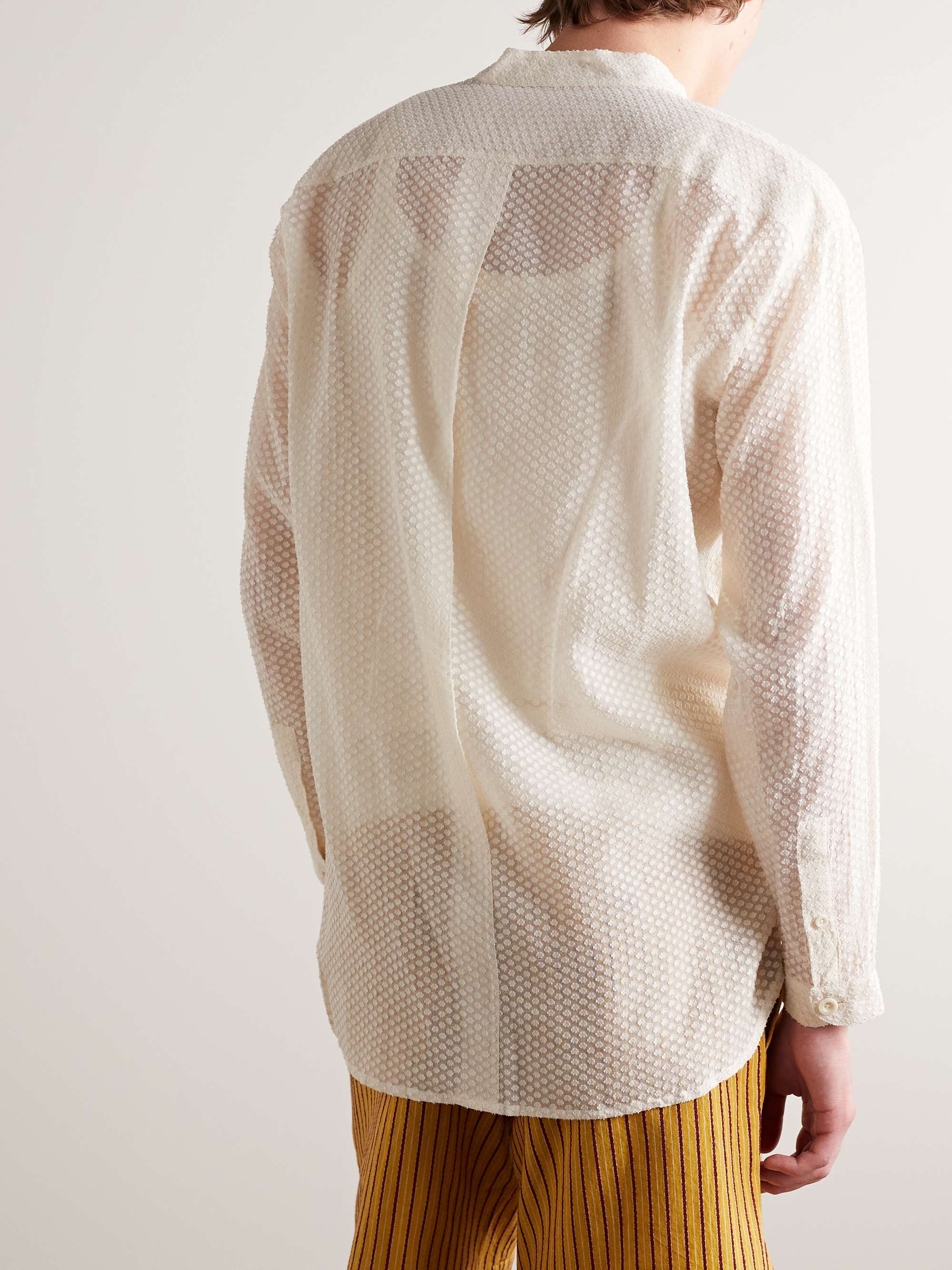 SMR DAYS Tulum Grandad-Collar Fil-Coupé Cotton Shirt