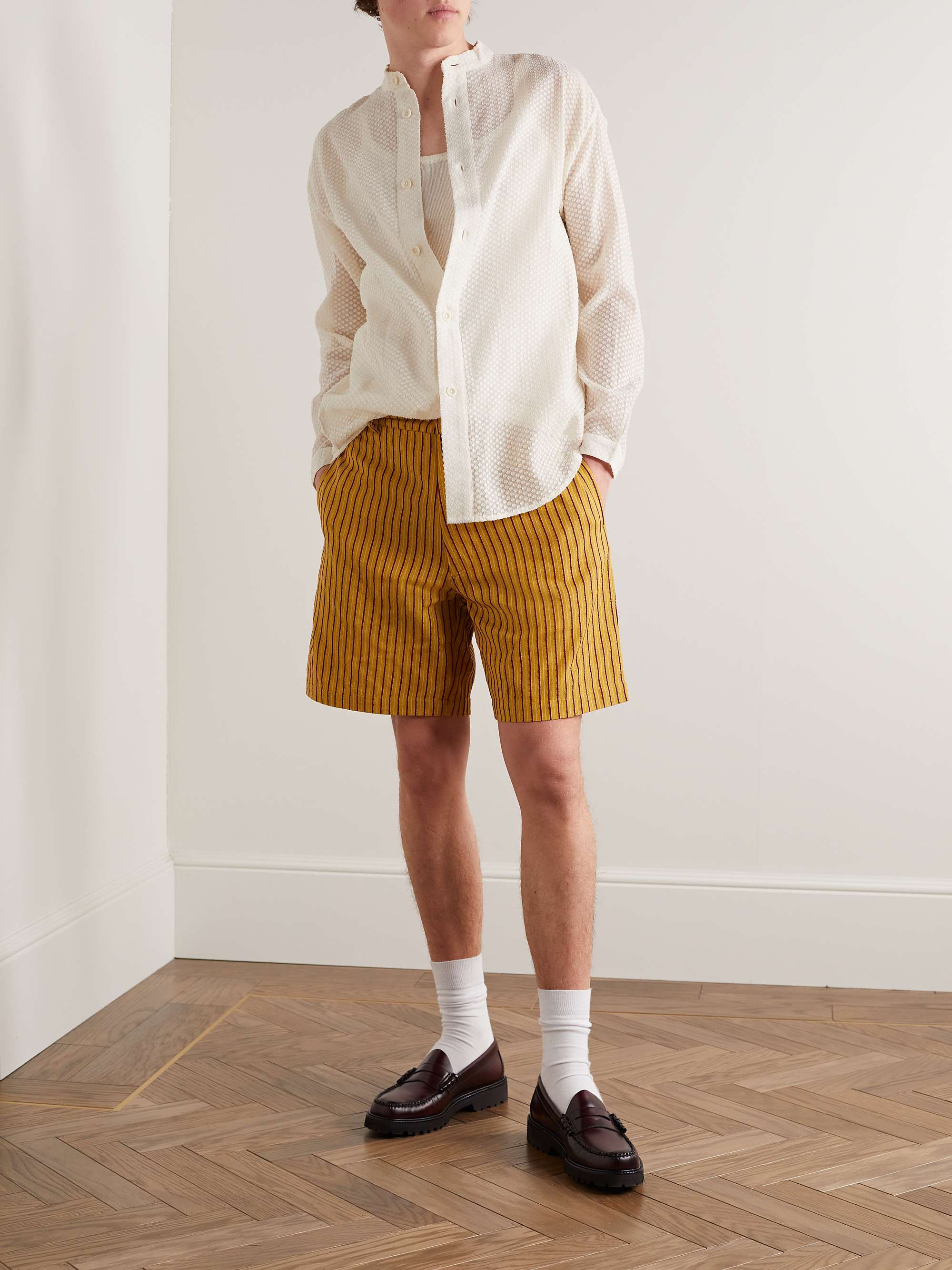 SMR DAYS Tulum Grandad-Collar Fil-Coupé Cotton Shirt