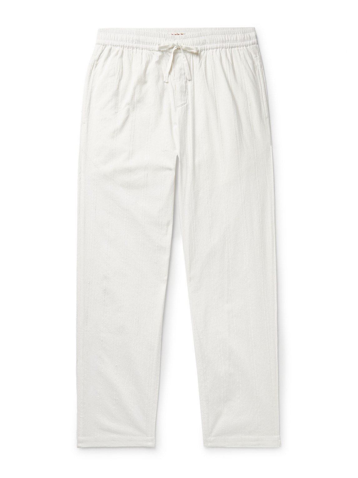 Malibu Straight-Leg Striped Organic Cotton Drawstring Trousers