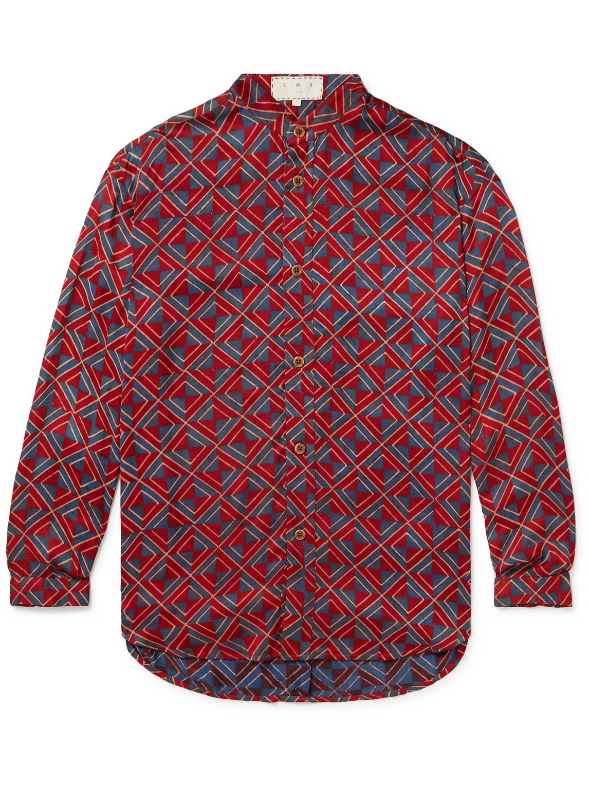 Tulum Grandad-Collar Printed Cotton and Modal-Blend Twill Shirt