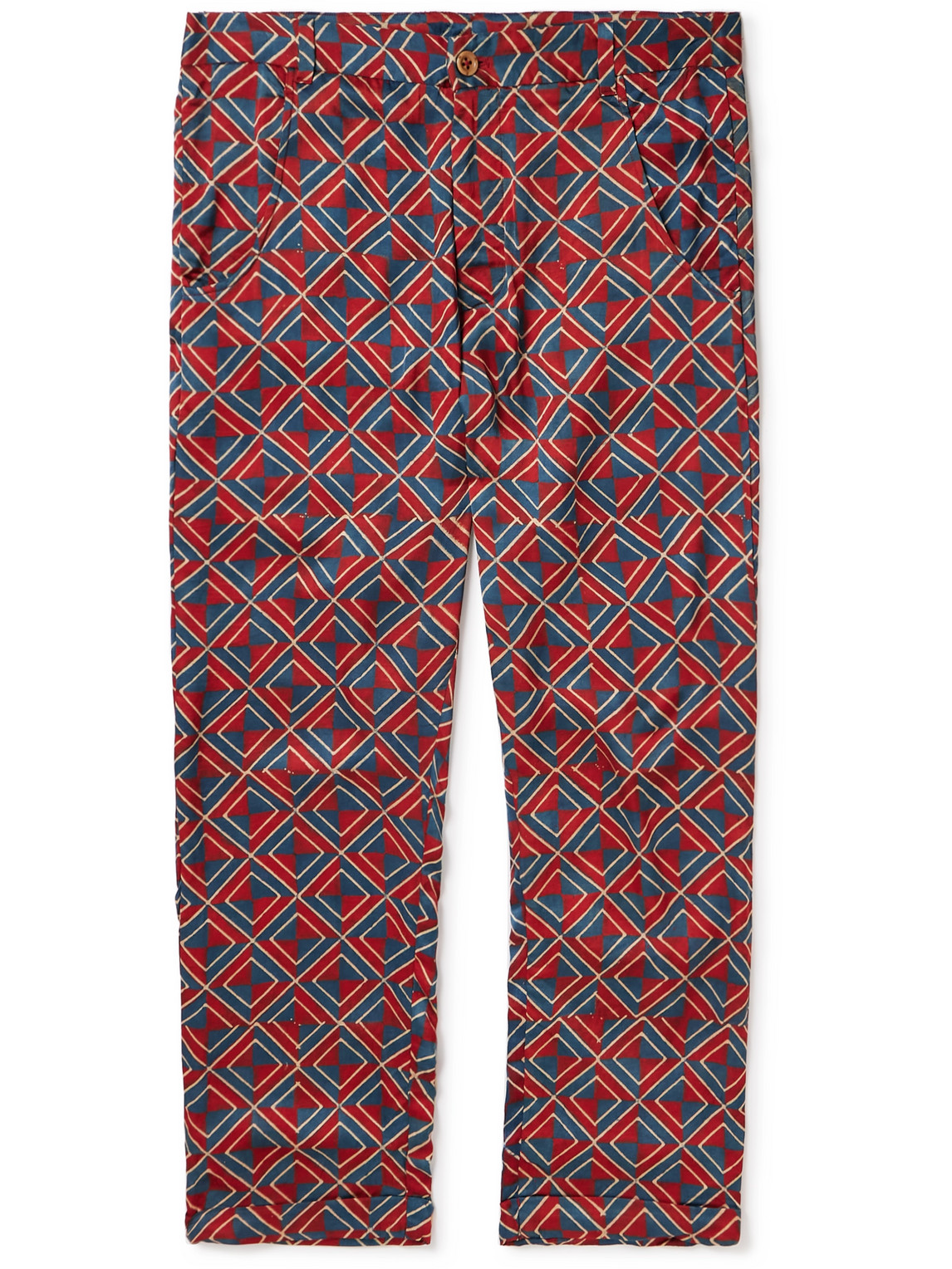 Carbo Straight-Leg Printed Cotton and Modal-Blend Twill Trousers