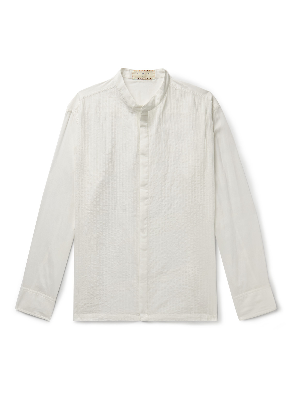Gracioneta Grandad-Collar Pintucked Cotton-Voile Shirt