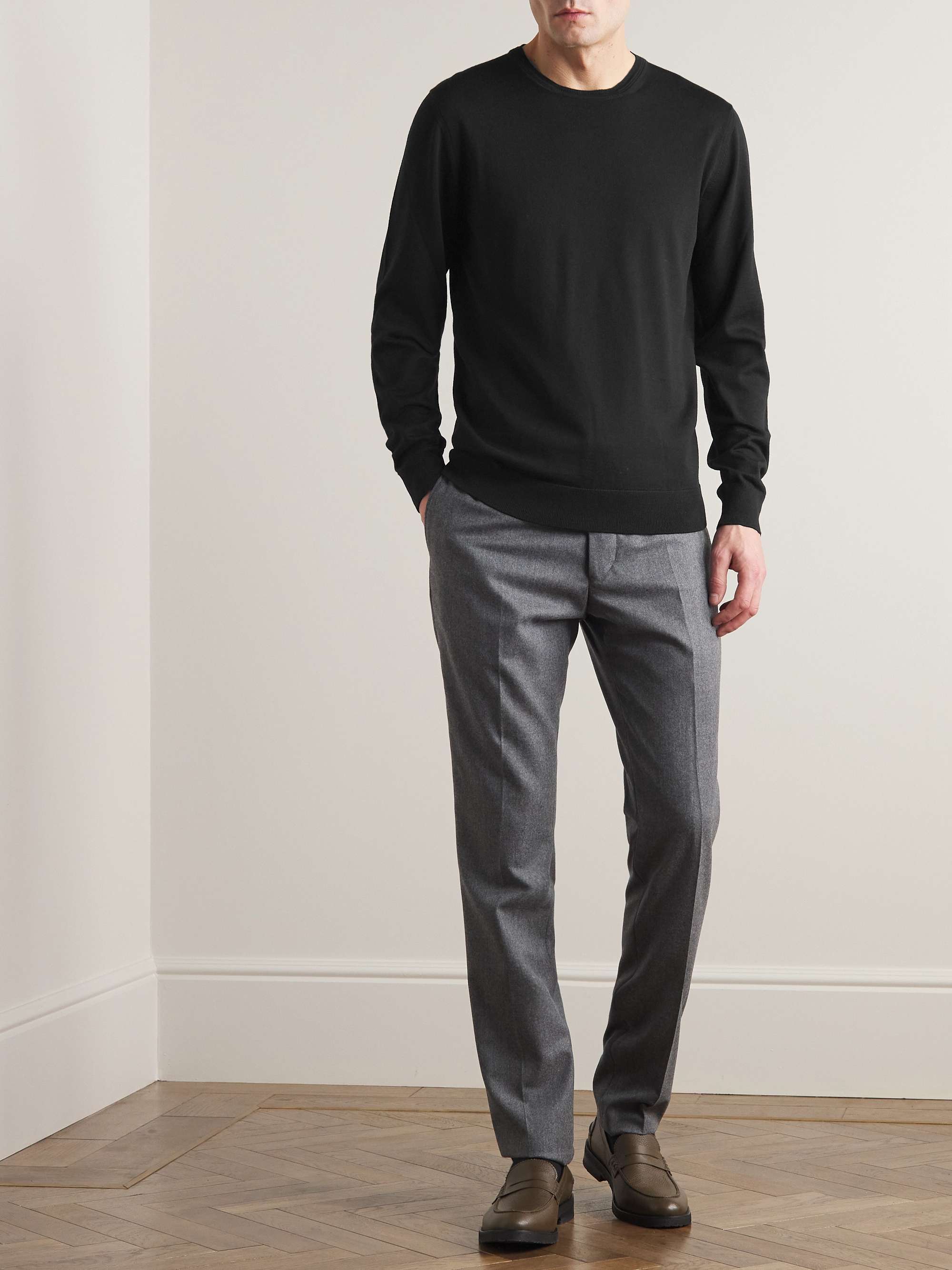 Certified merino wool slim-fit crewneck sweater