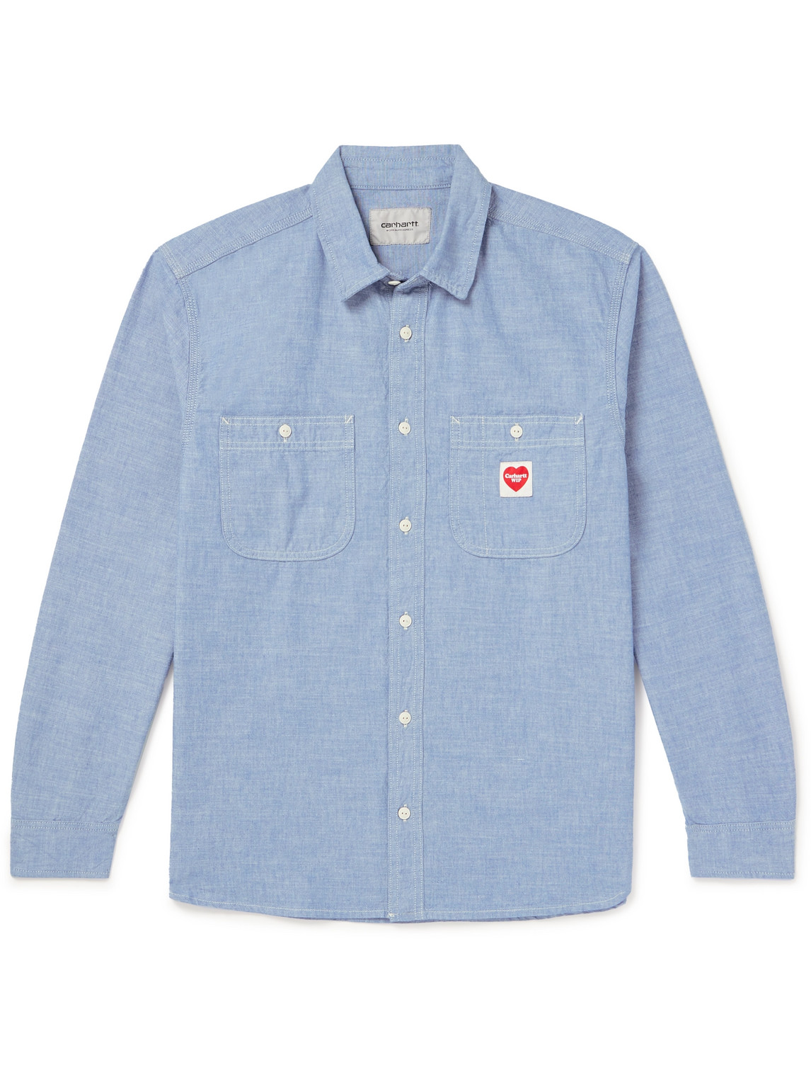 CARHARTT CLINK HEART LOGO-APPLIQUÉD COTTON-CHAMBRAY SHIRT