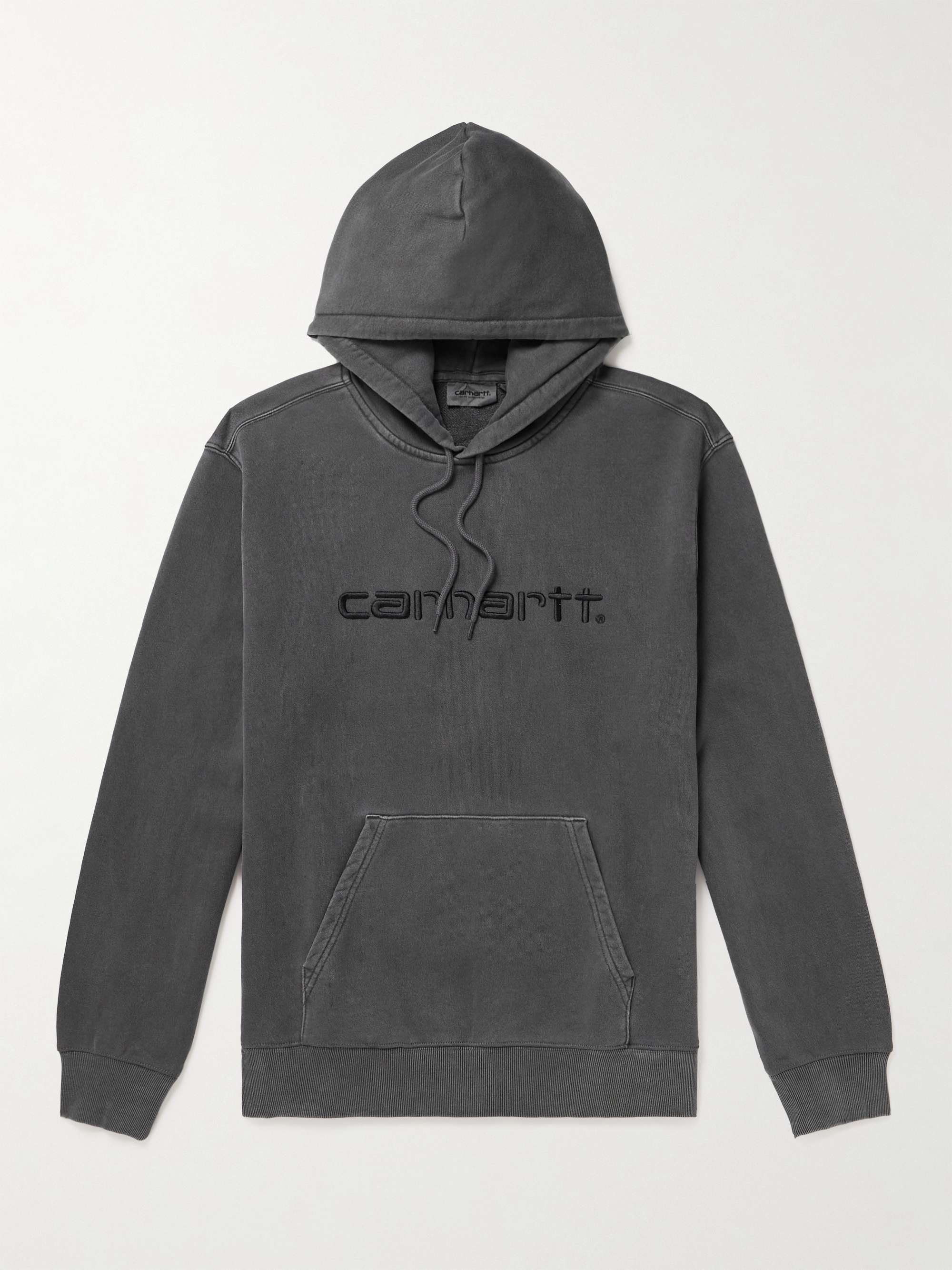 CARHARTT WIP Logo-Embroidered Garment-Dyed Cotton-Jersey Hoodie for Men ...