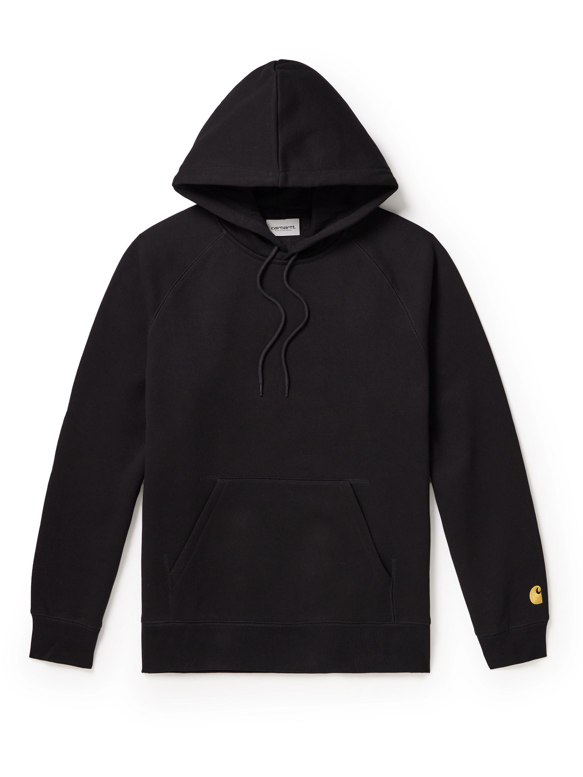Shop Carhartt Chase Logo-embroidered Cotton-blend Jersey Hoodie In Black