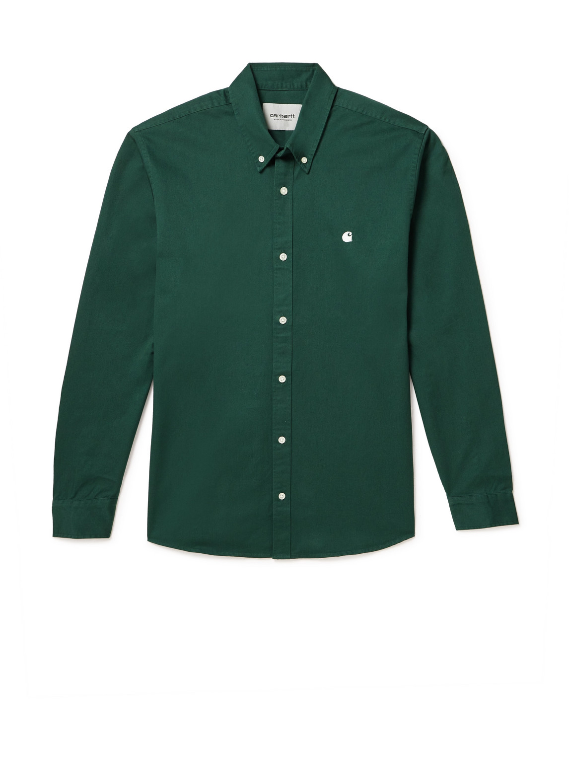 Carhartt WIP Madison Button-Down Collar Logo-Embroidered Cotton-Twill Shirt