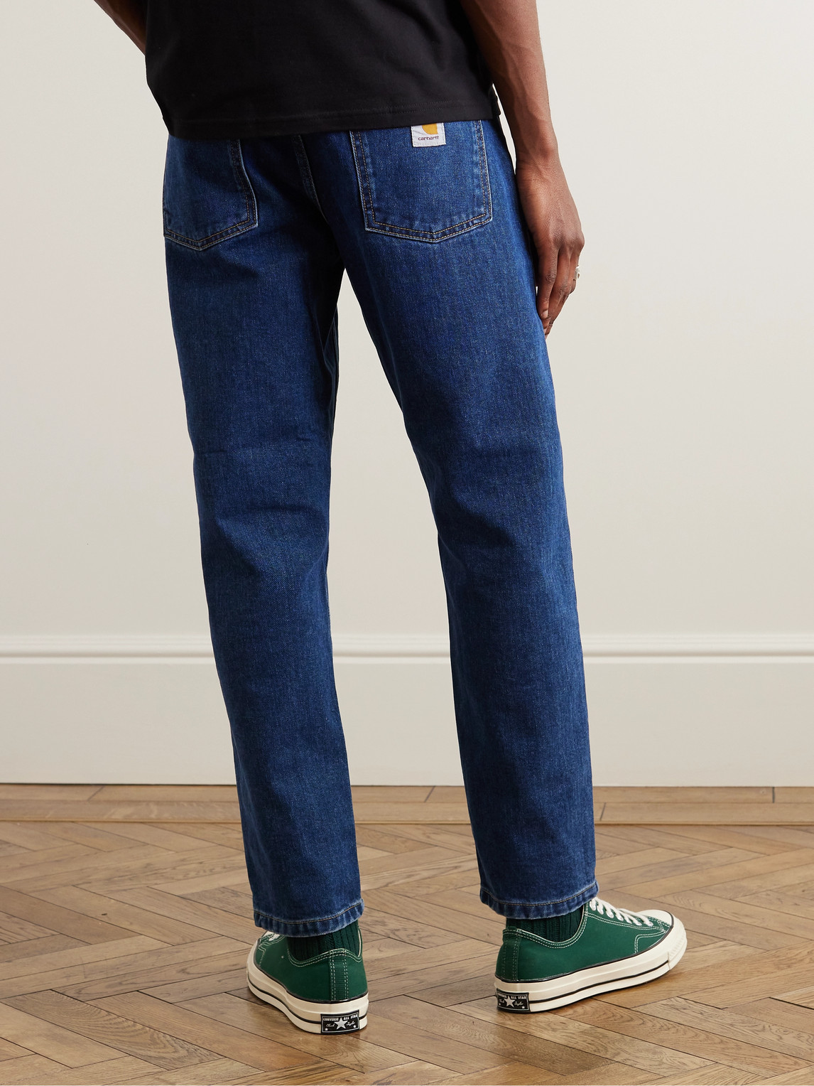 Shop Carhartt Newel Tapered Logo-appliquéd Jeans In Blue