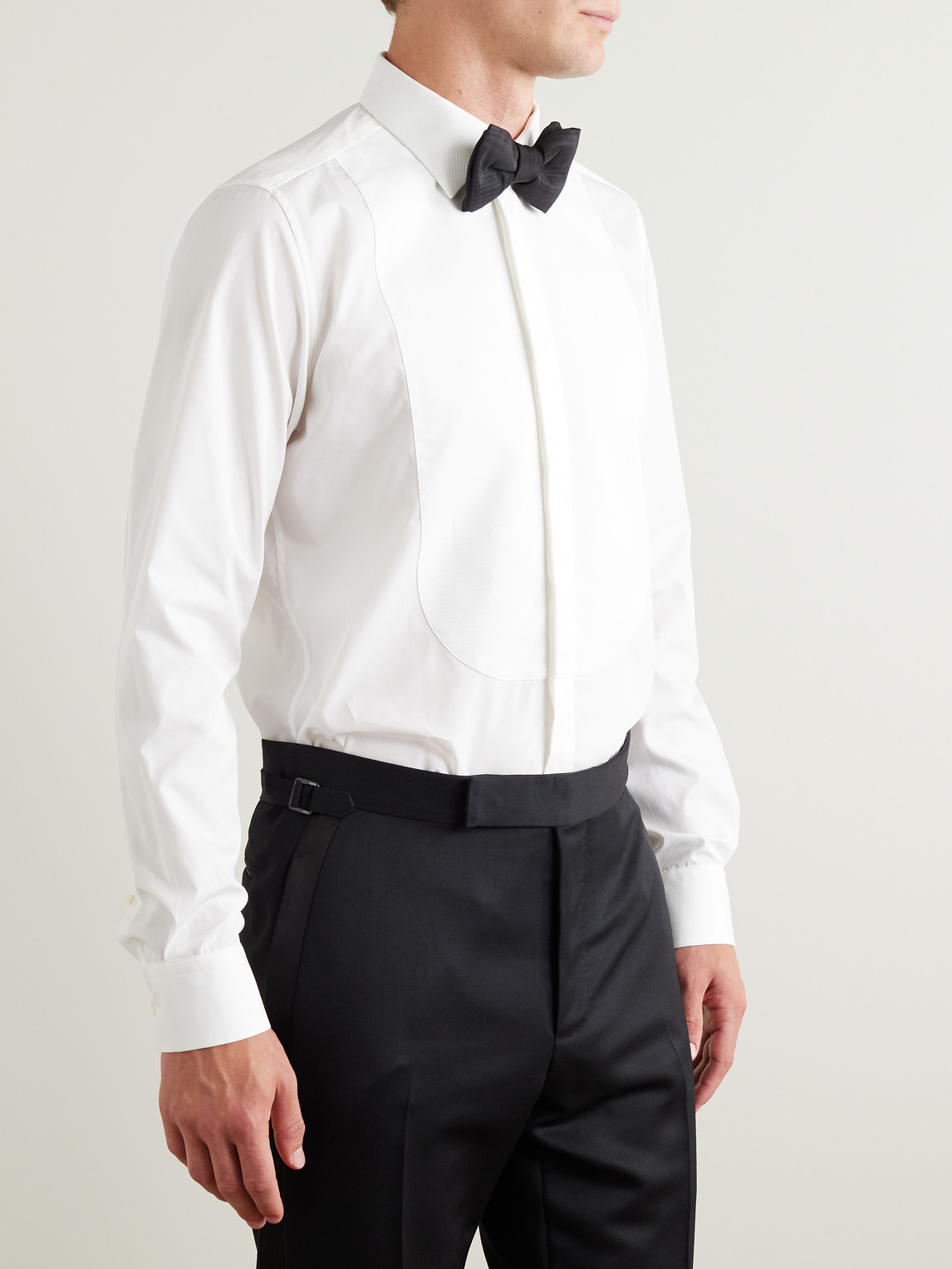 Mr P Cotton Bib-front Tuxedo Shirt In White