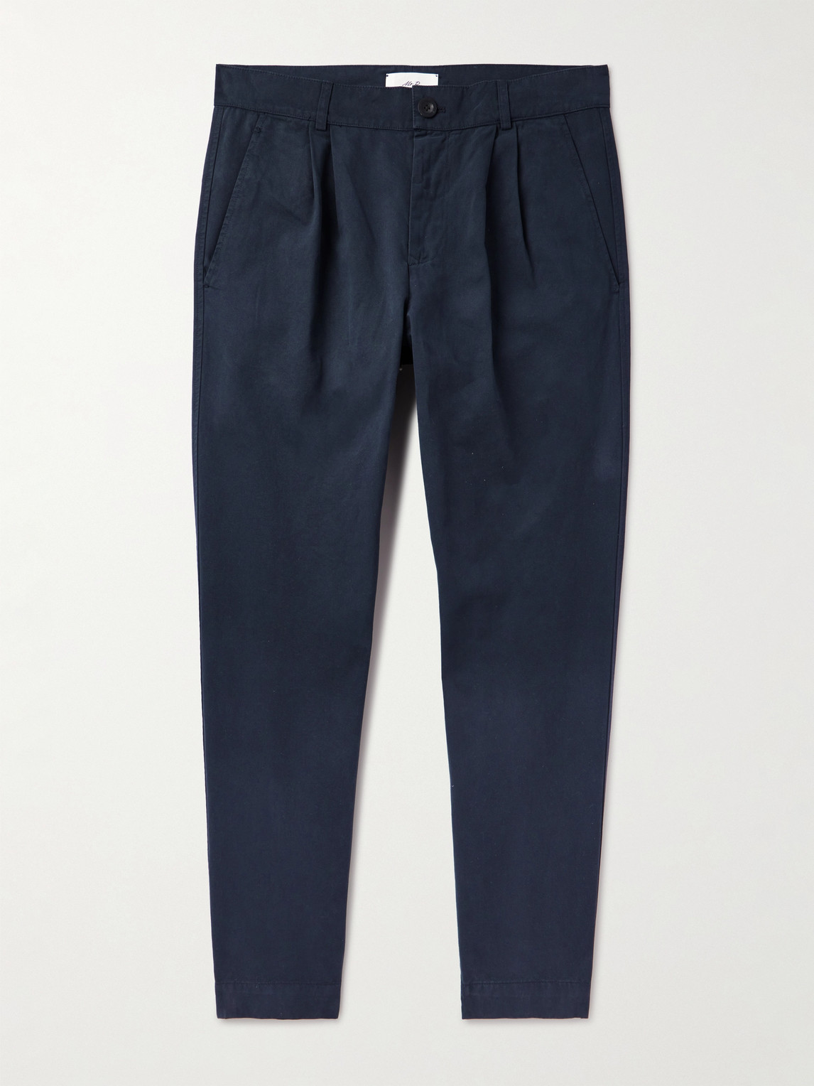 Tapered Pleated Garment-Dyed Cotton-Twill Trousers