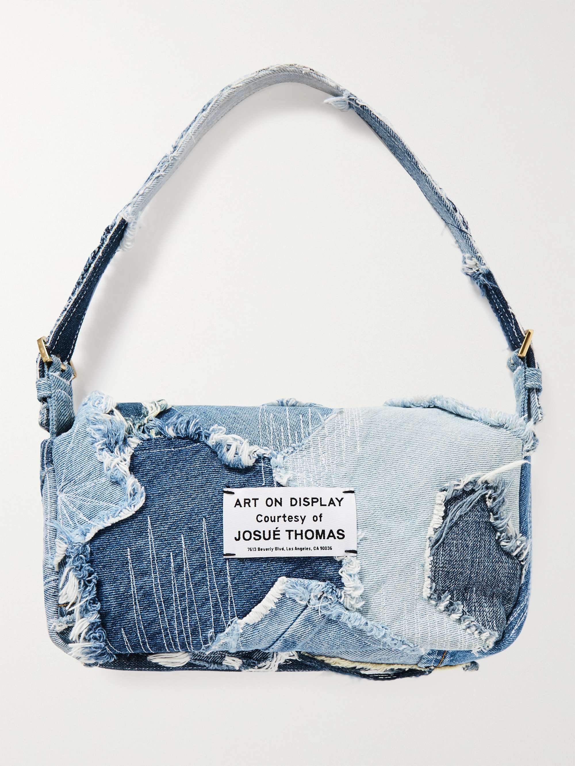 GALLERY DEPT. Merci Distressed Upcycled Denim Messenger Bag