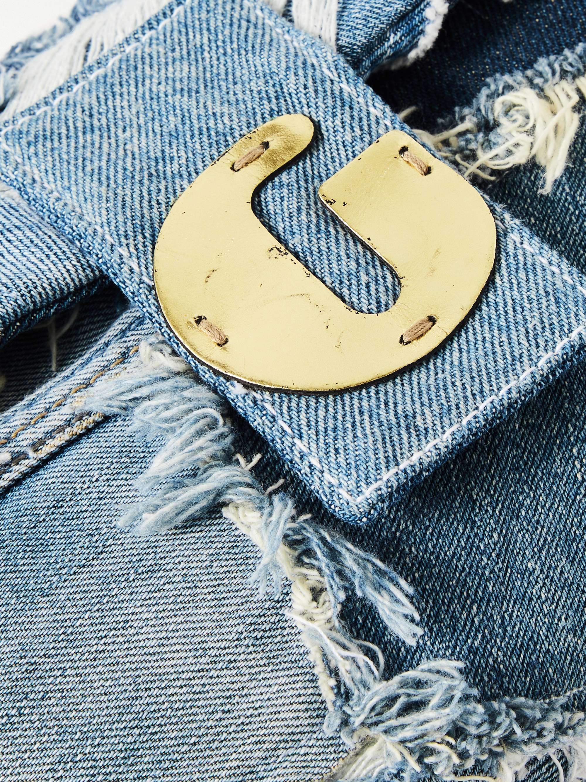 GALLERY DEPT. Merci Distressed Upcycled Denim Messenger Bag