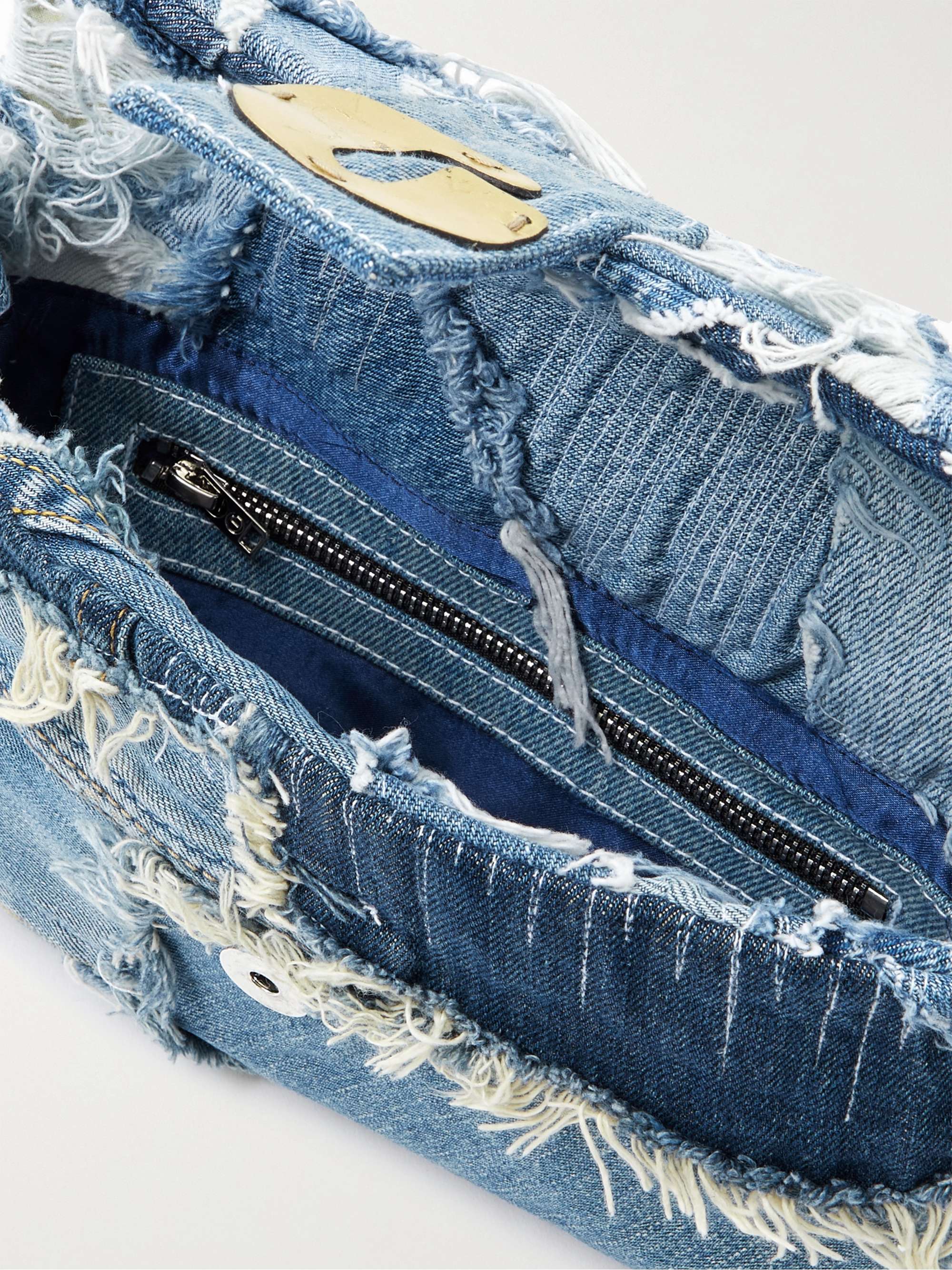 GALLERY DEPT. Merci Distressed Upcycled Denim Messenger Bag