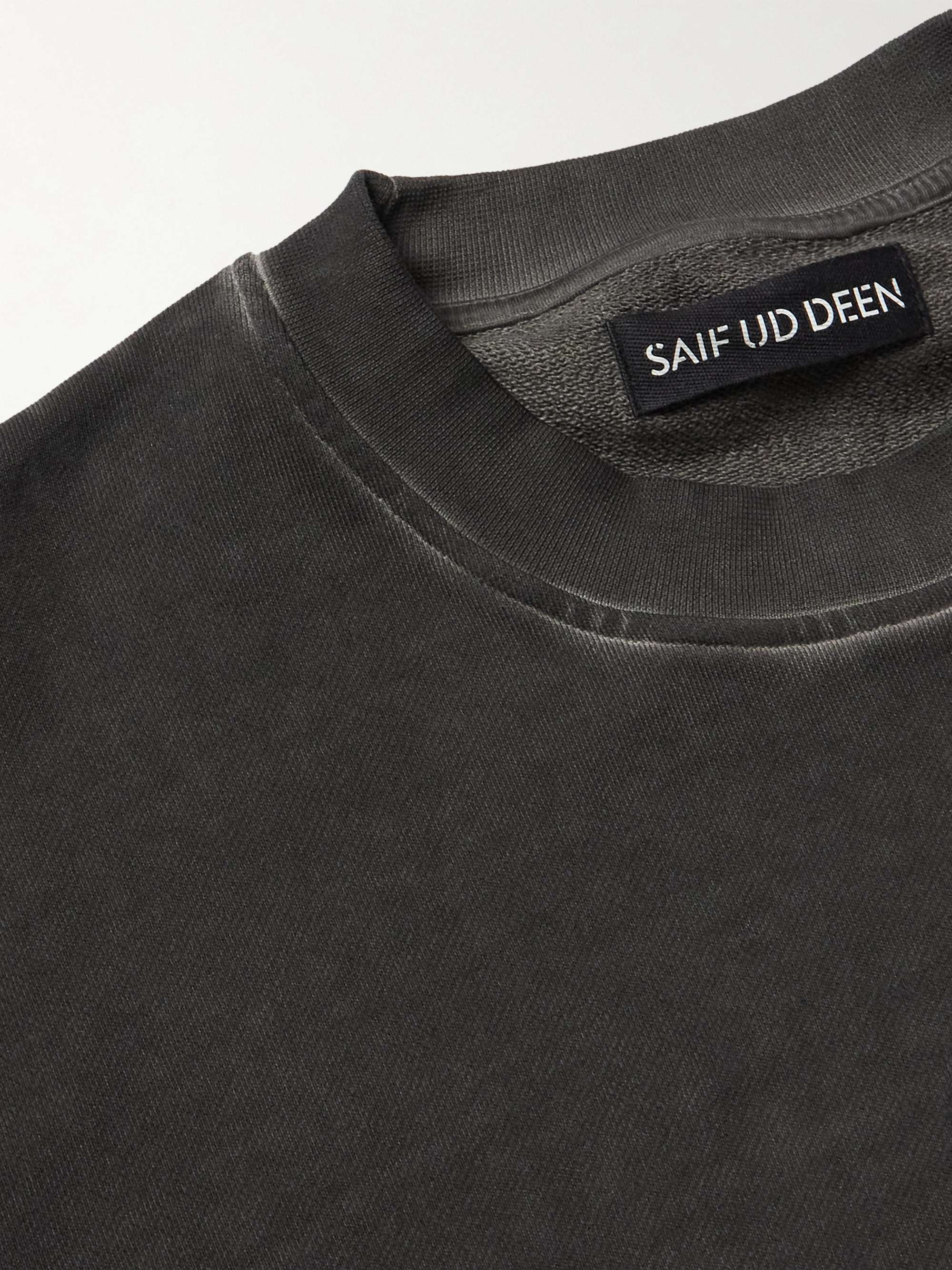 SAIF UD DEEN Cold-Dyed Logo-Print Cotton-Jersey Sweatshirt