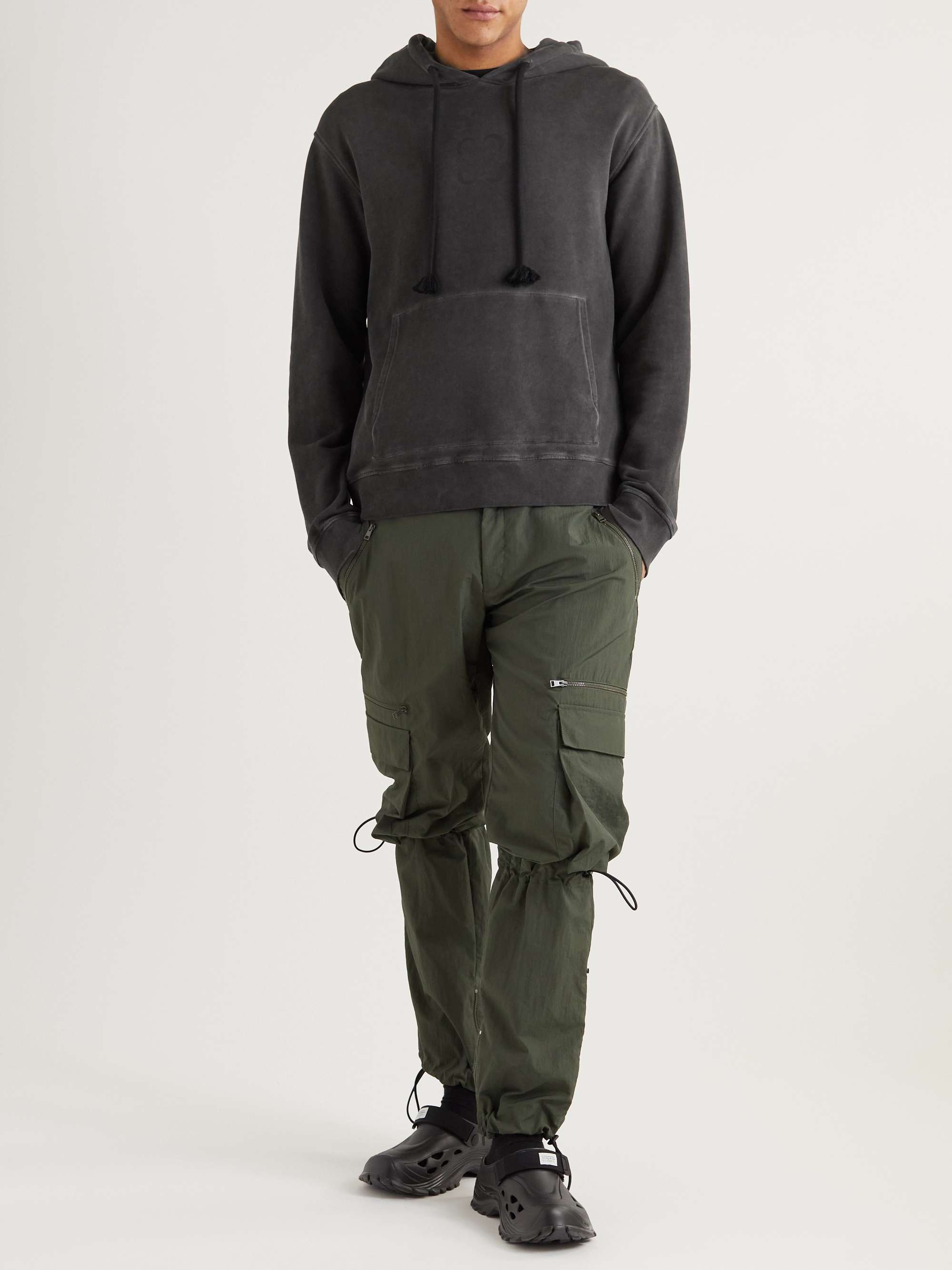 SAIF UD DEEN Logo-Print Cold-Dyed Cotton-Jersey Hoodie