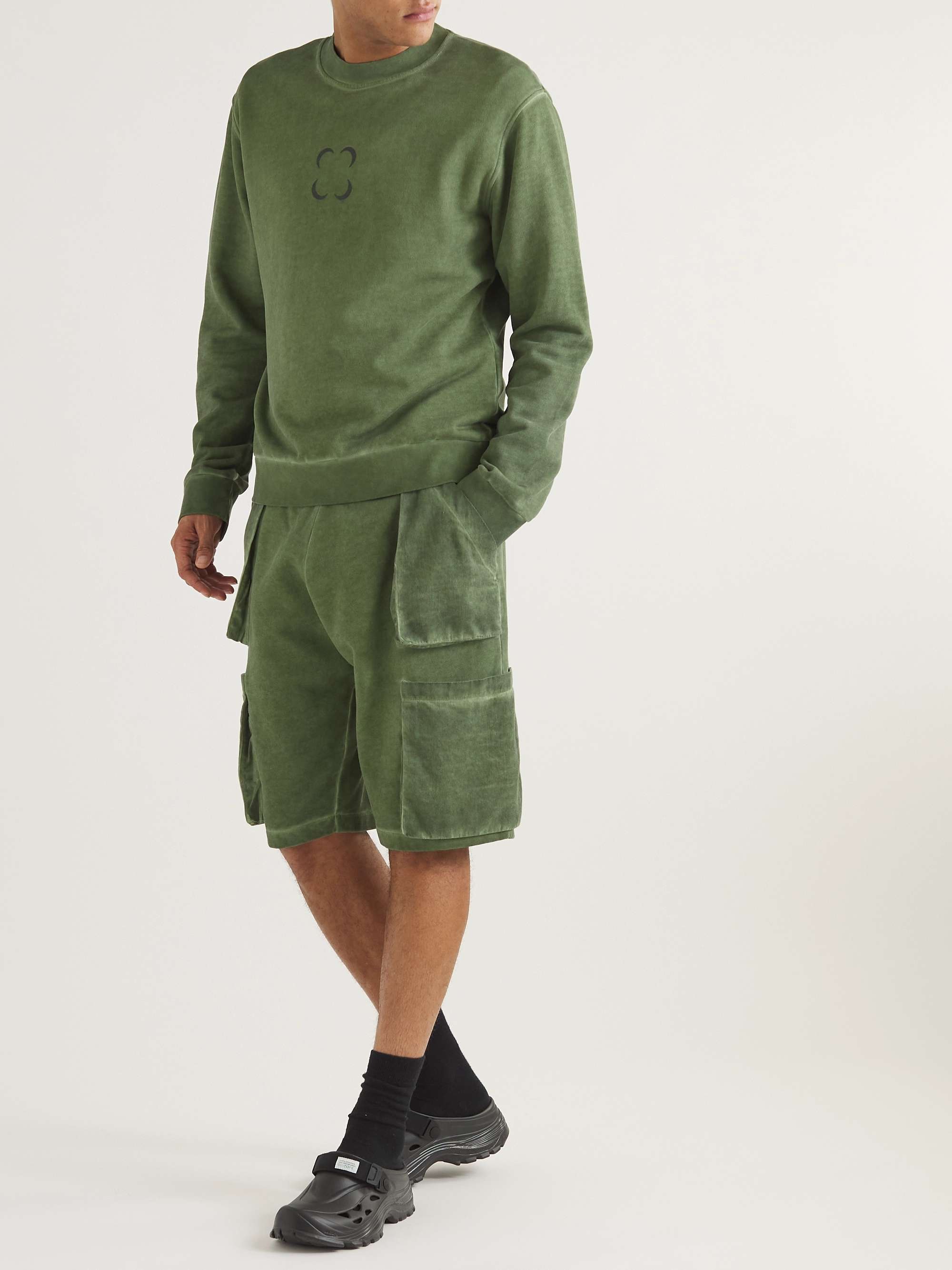 SAIF UD DEEN Straight-Leg Cold-Dyed Cotton-Jersey Drawstring Cargo Shorts