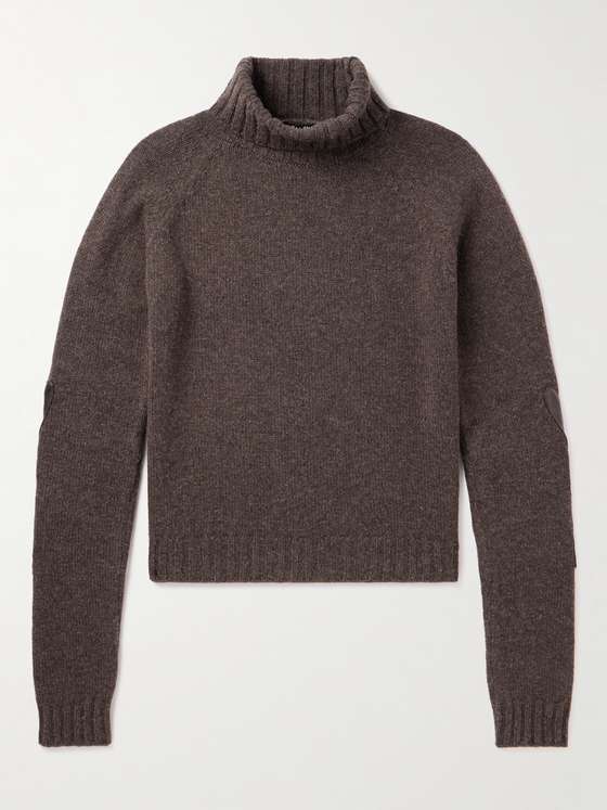 mrporter.com | Appliquéd Leather-Trimmed Virgin Wool Rollneck Sweater