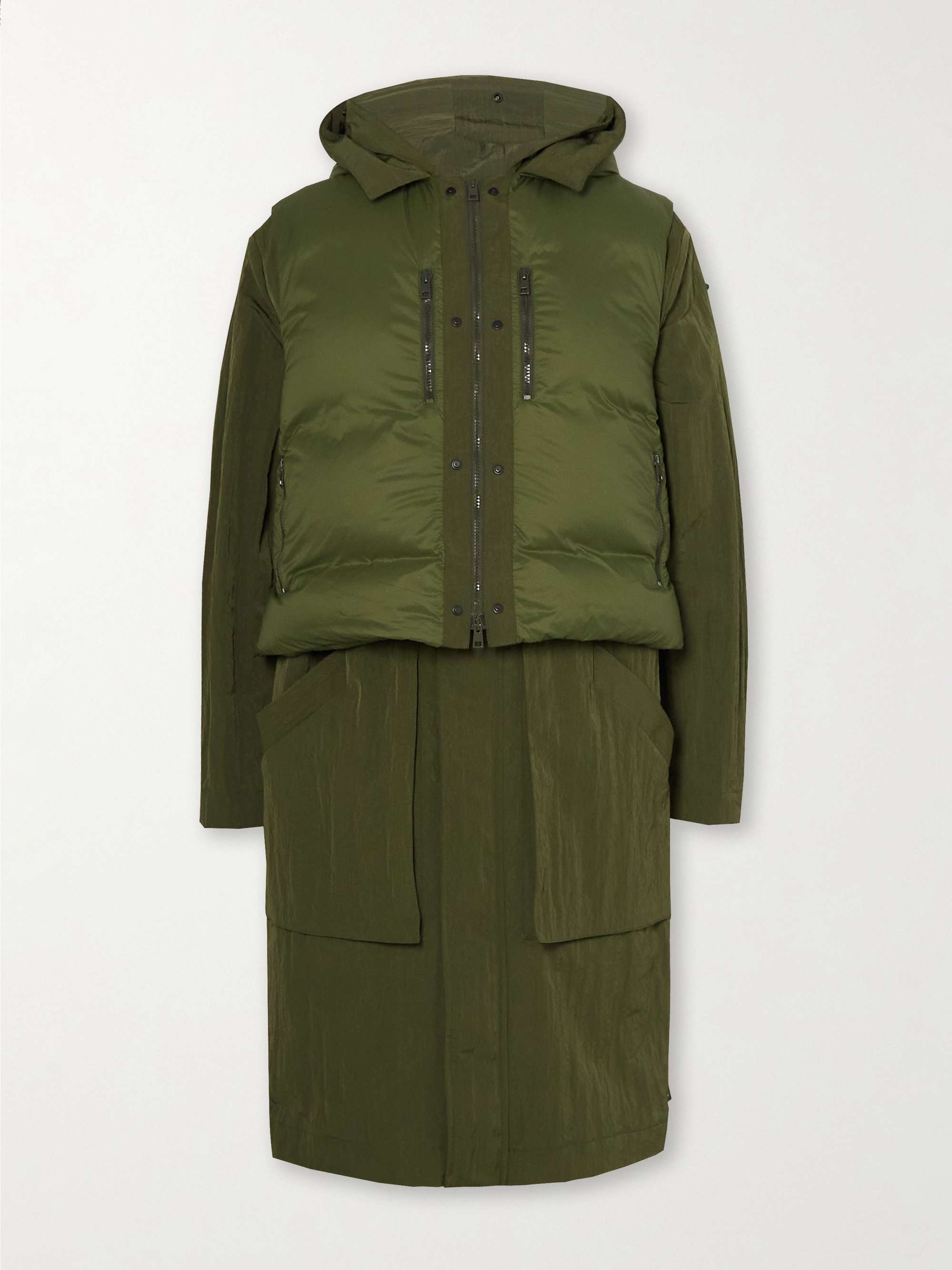 SAIF UD DEEN Crinkled-Canvas Parka with Detachable Shell Gilet