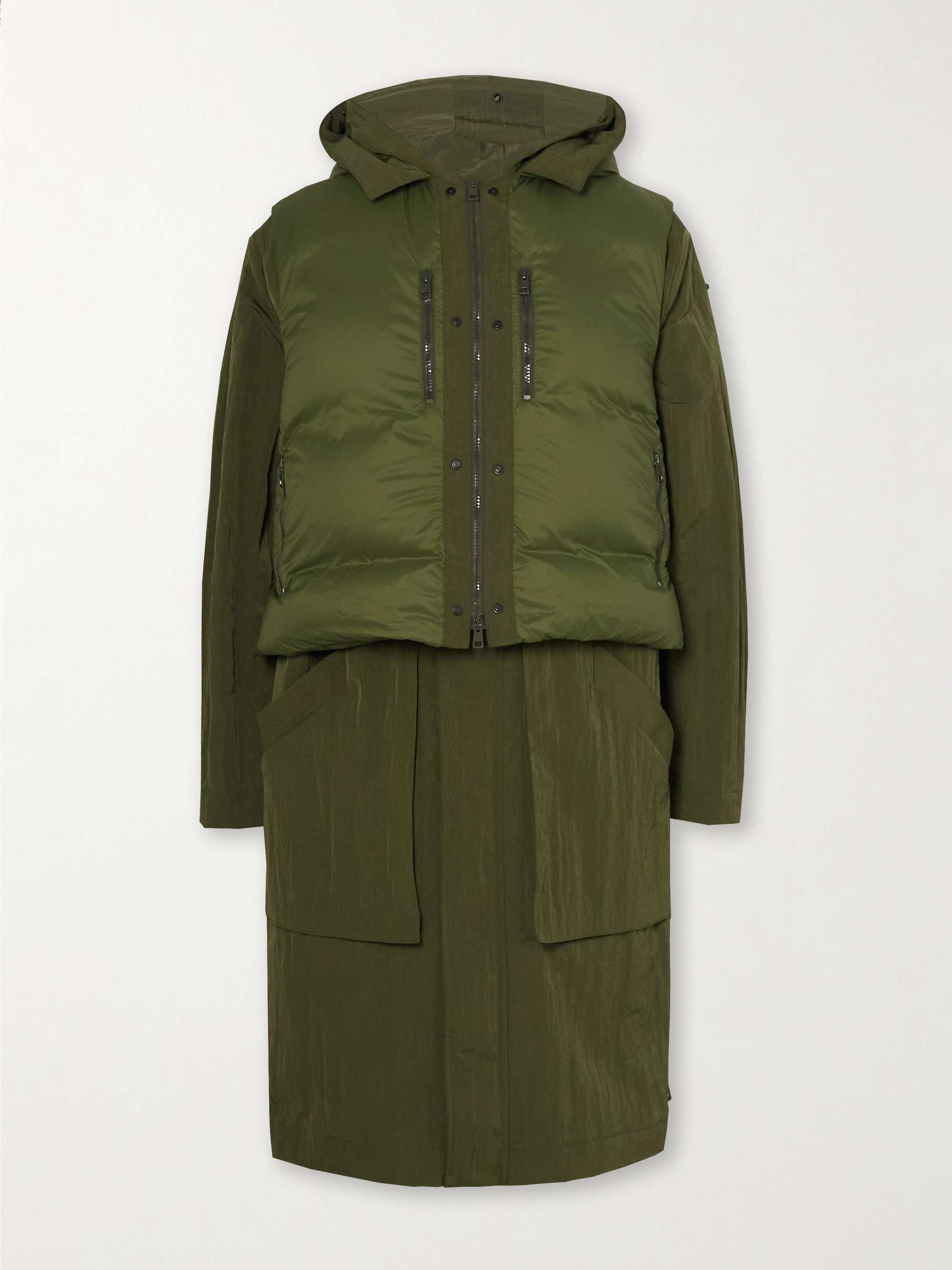 Crinkled Canvas Parka with Detachable Shell Gilet