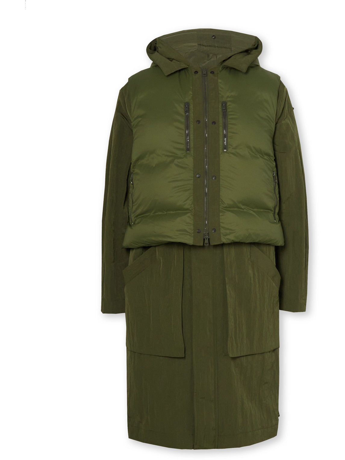 Crinkled-Canvas Parka with Detachable Shell Gilet