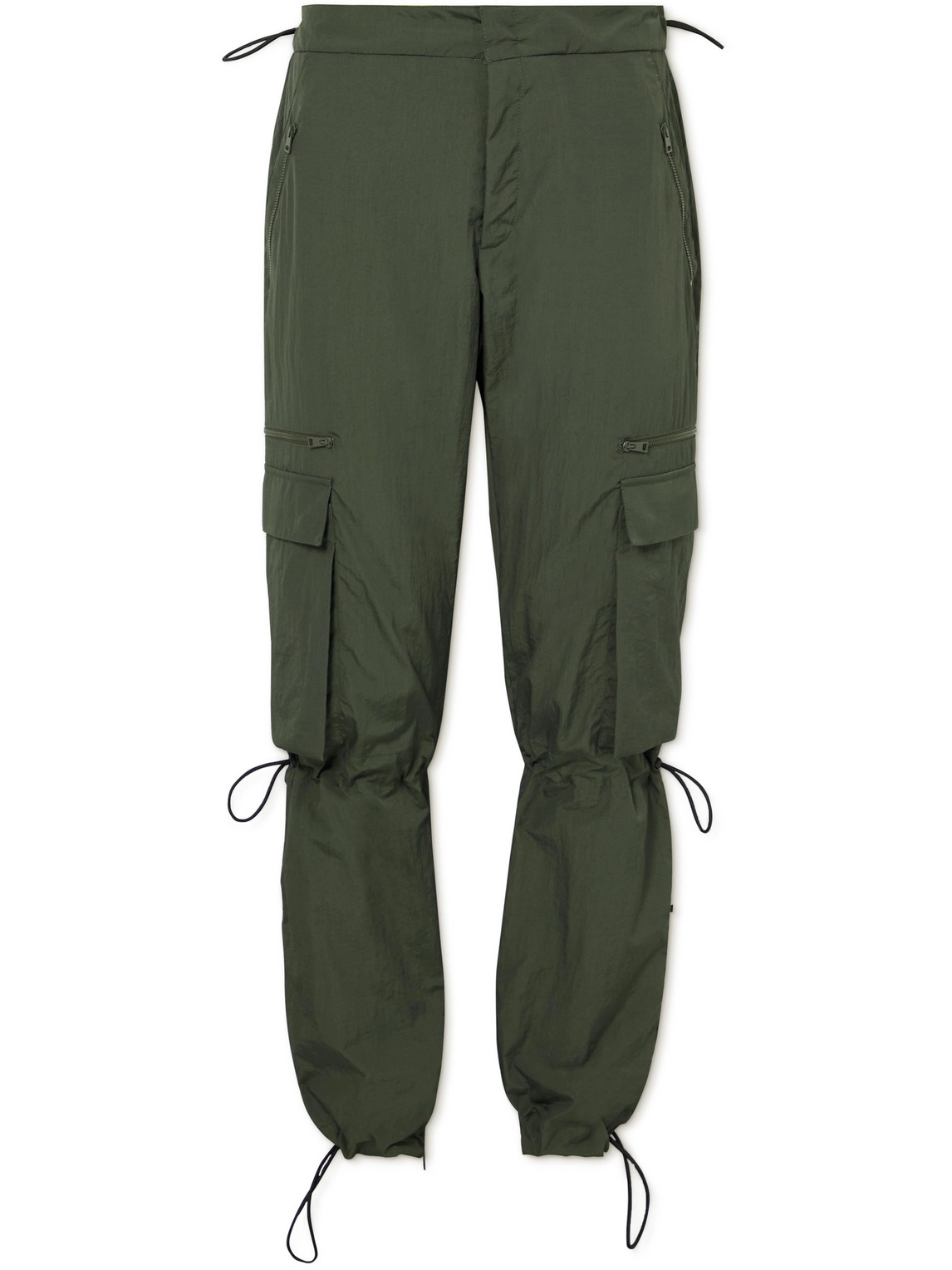 Straight-Leg Crinkled-Canvas Cargo Trousers