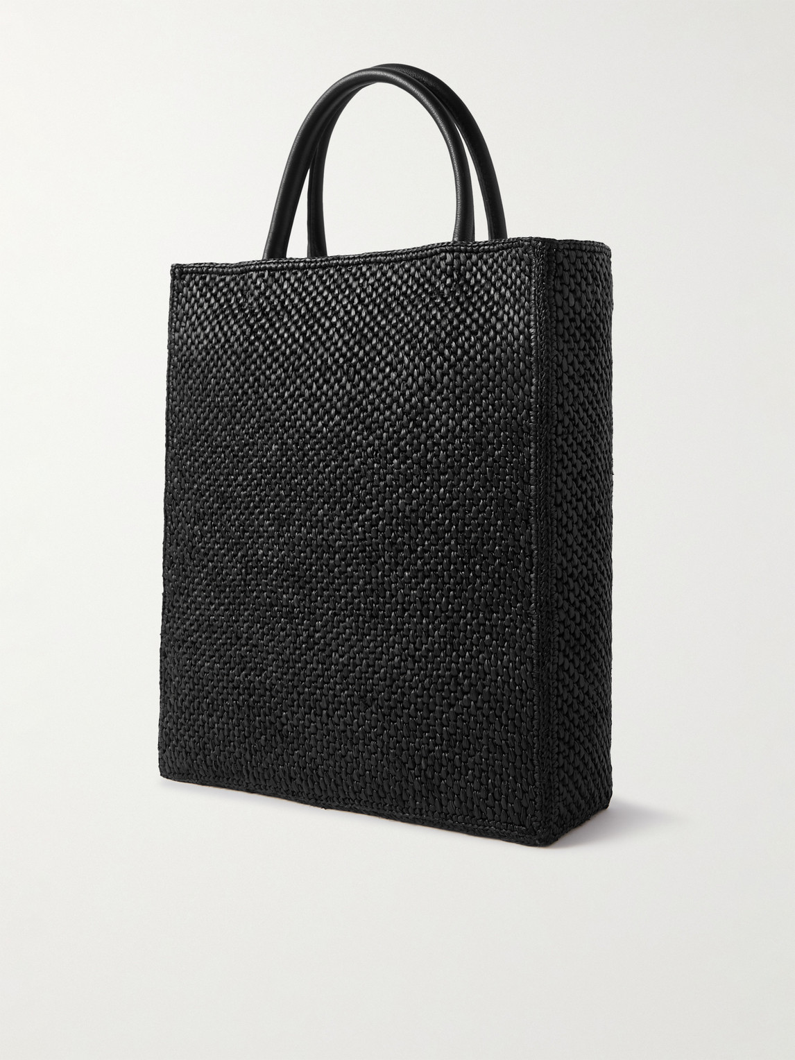 Shop Loewe Standard A4 Logo-embroidered Raffia Tote Bag In Black