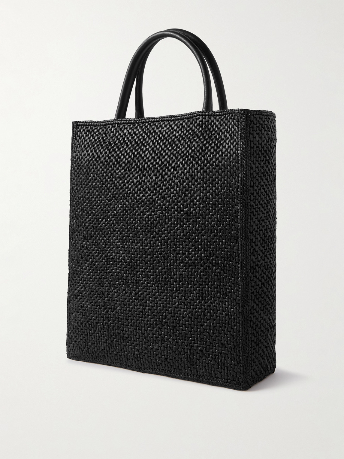 Loewe Standard A4 Logo-embroidered Raffia Tote Bag In Black