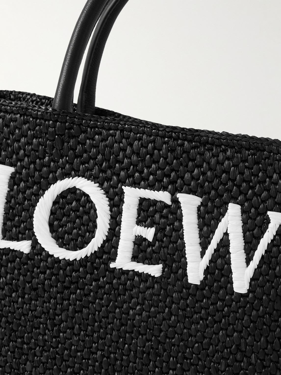 Shop Loewe Standard A4 Logo-embroidered Raffia Tote Bag In Black