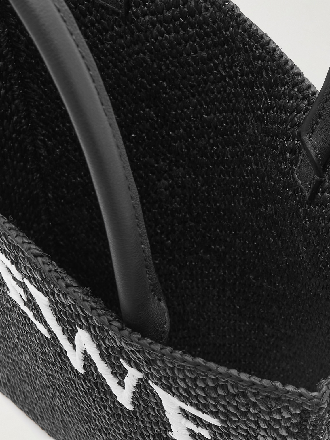 Loewe Standard A4 Logo-embroidered Raffia Tote Bag In Black