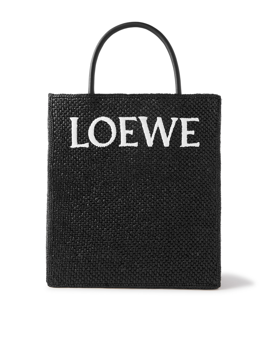 Loewe Standard A4 Logo-embroidered Raffia Tote Bag In Black