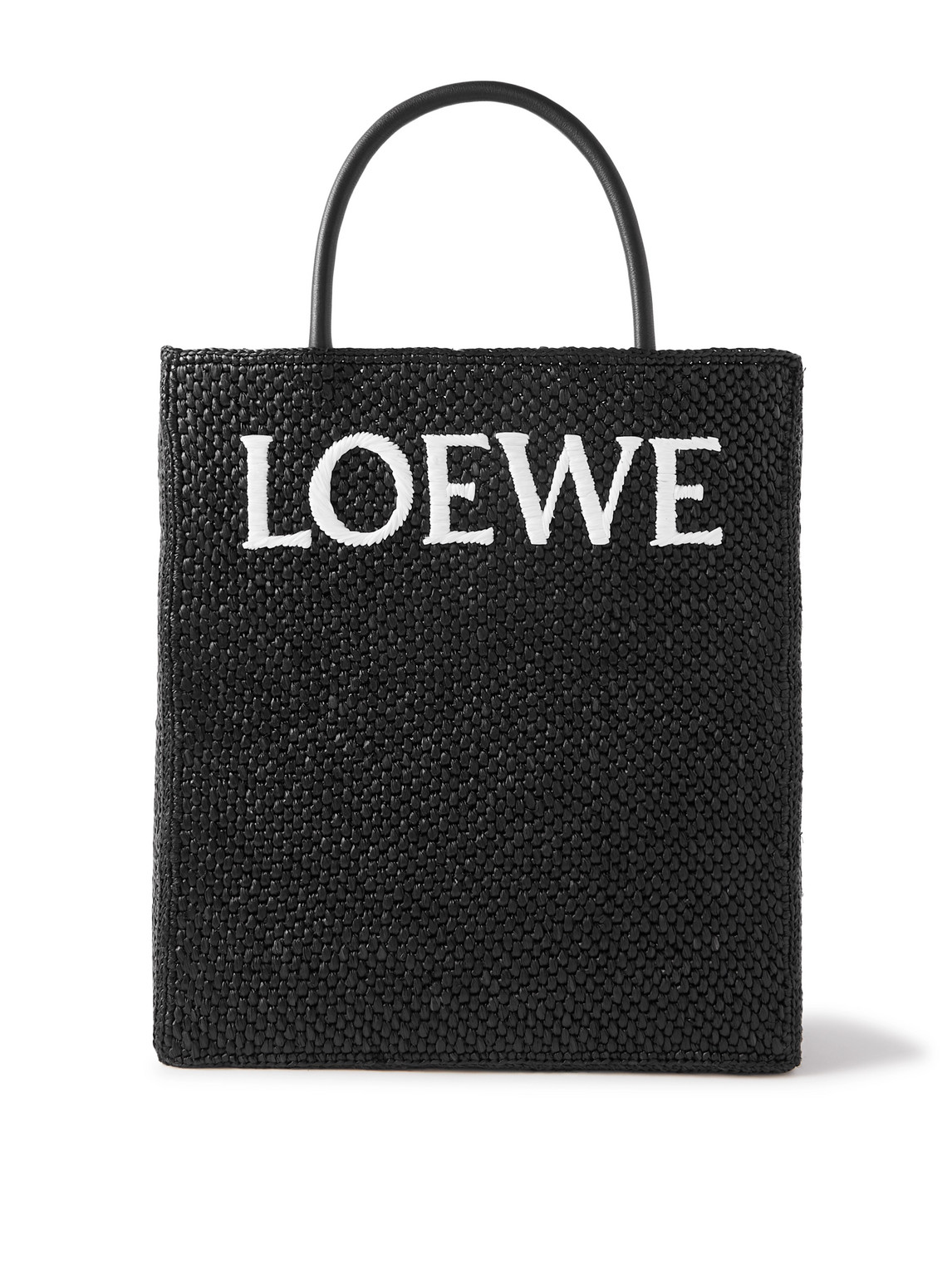 Loewe Standard A4 Logo-embroidered Raffia Tote Bag In Black