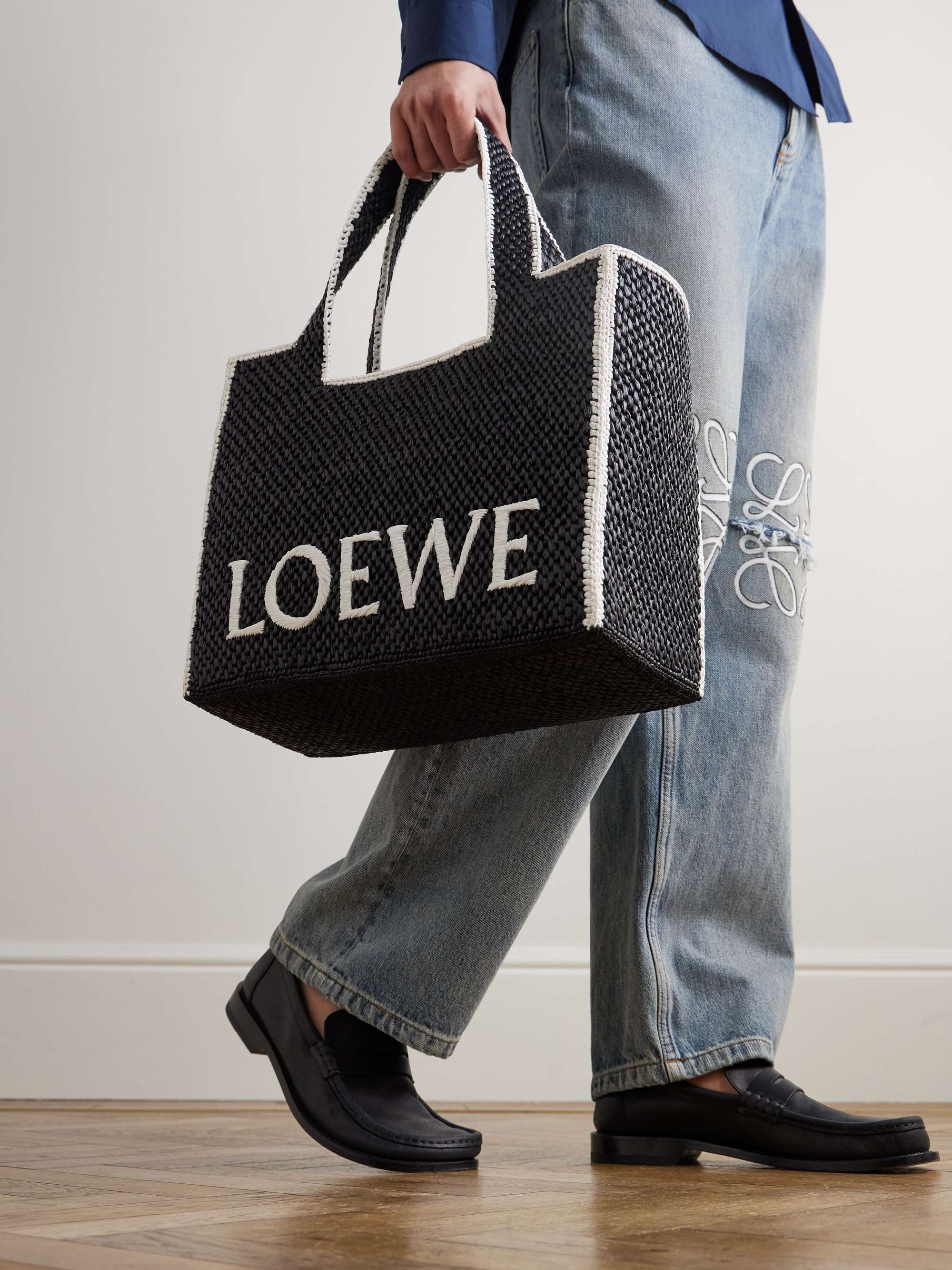 LOEWE + Paula's Ibiza ラフィア トートバッグ ロゴ刺繍入り
