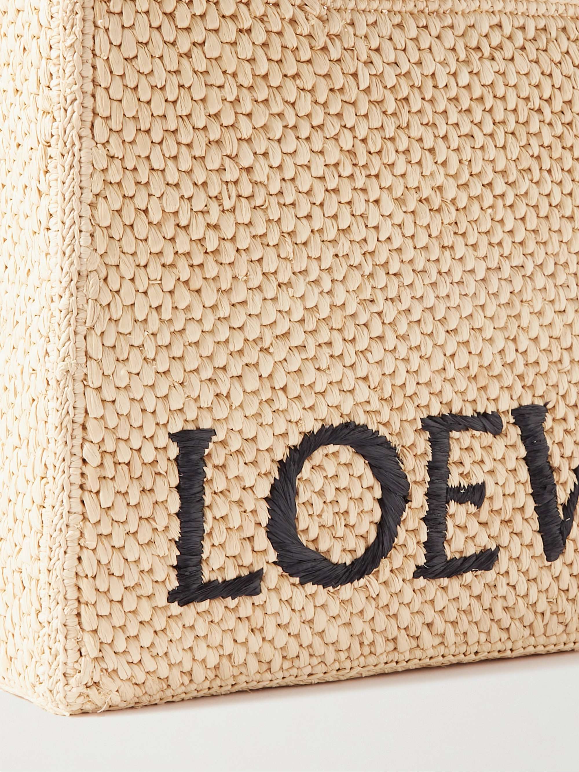 LOEWE + Paula's Ibiza Logo-Embroidered Raffia Tote Bag