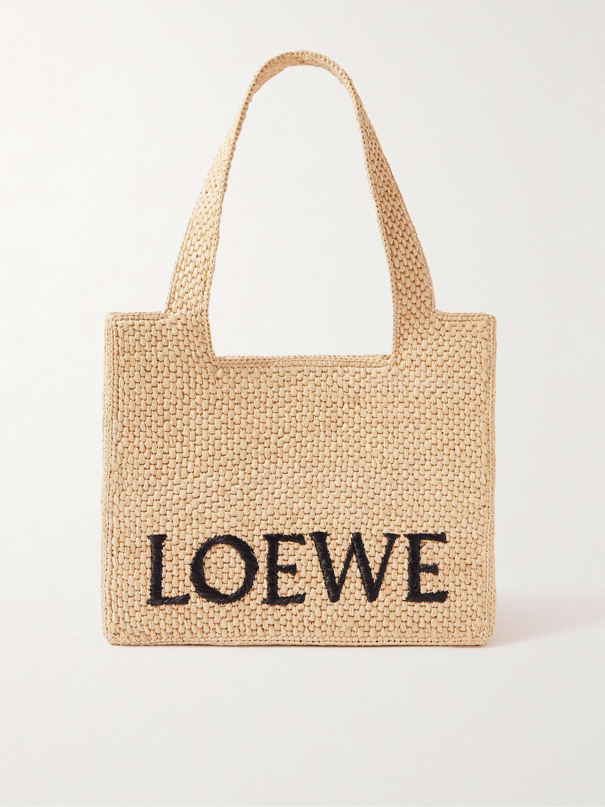 LOEWE + Paula's Ibiza Logo-Embroidered Raffia Tote Bag