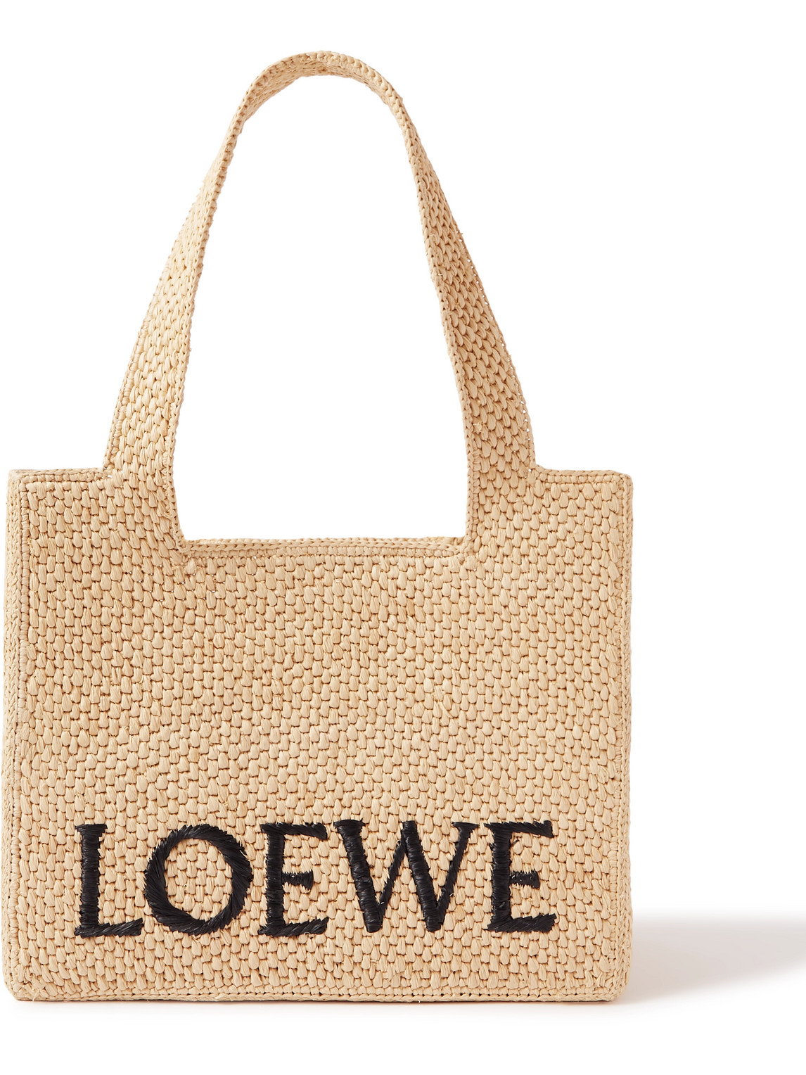 Loewe Paula's Ibiza Logo-embroidered Raffia Tote Bag In Neutrals