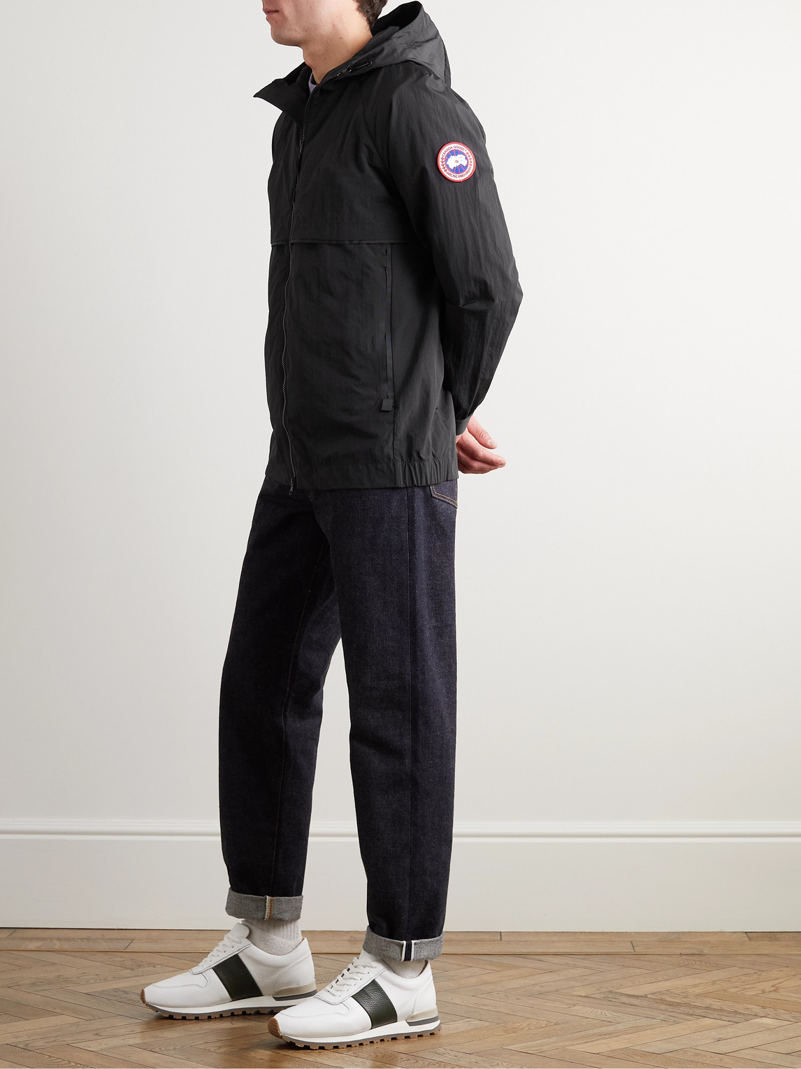 Shop Canada Goose Faber Logo-appliquéd Shell Hooded Jacket In Black