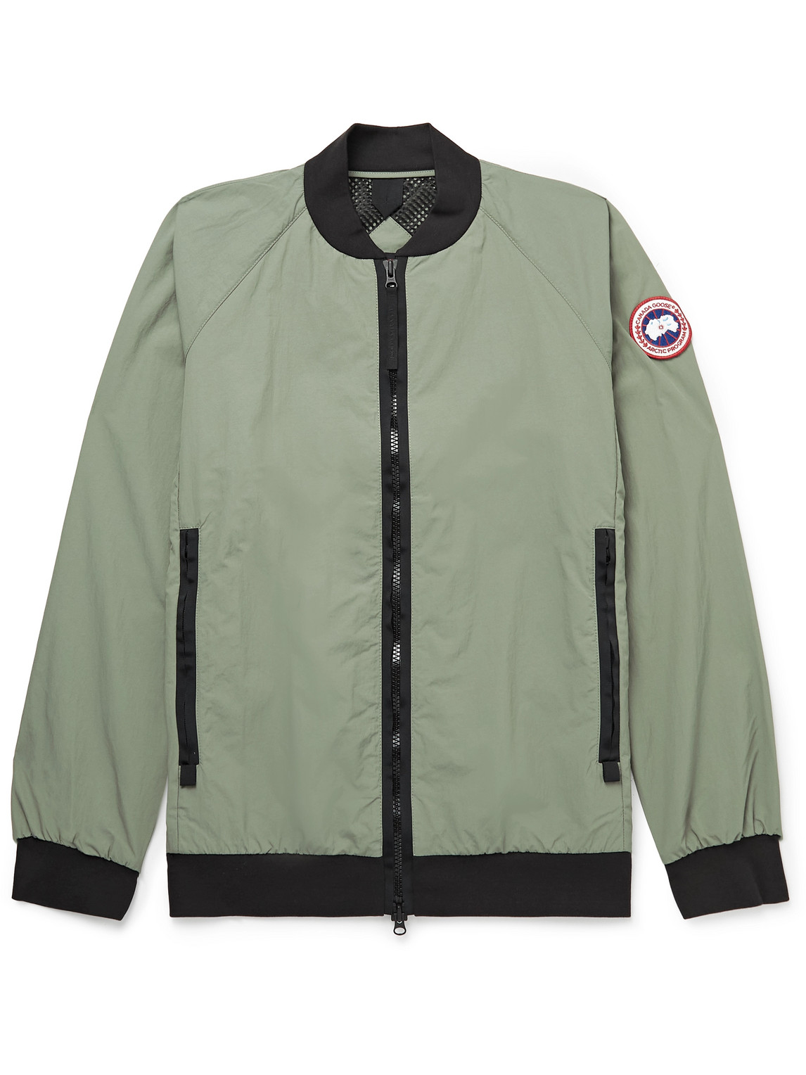 Canada Goose Faber Grosgrain-trimmed Acclimaluxe Shell Bomber Jacket In Green